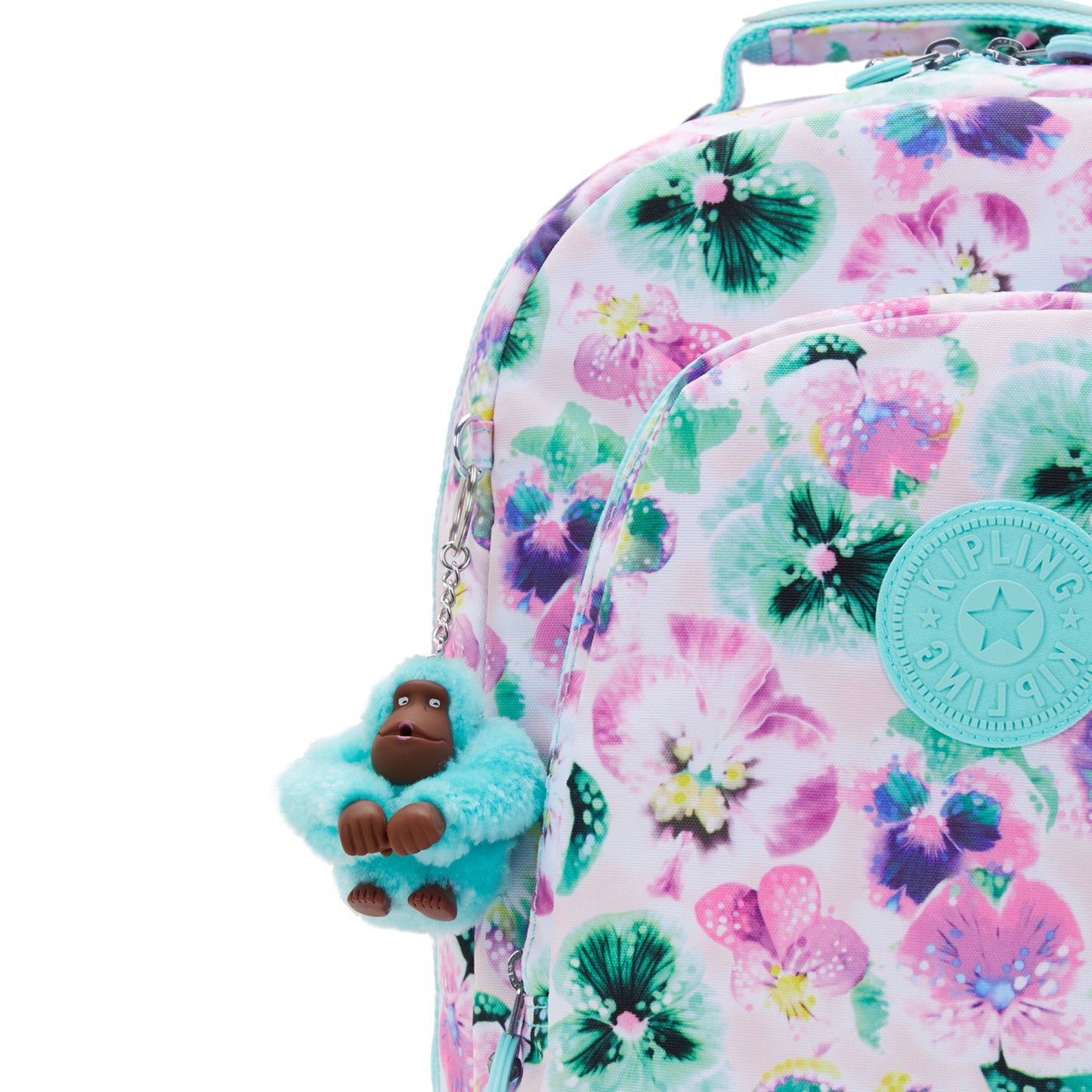 KIPLING-Class Room-حقيبة ظهر كبيرة (مع حماية للكمبيوتر المحمول)-Aqua Blossom-I7090-7EC