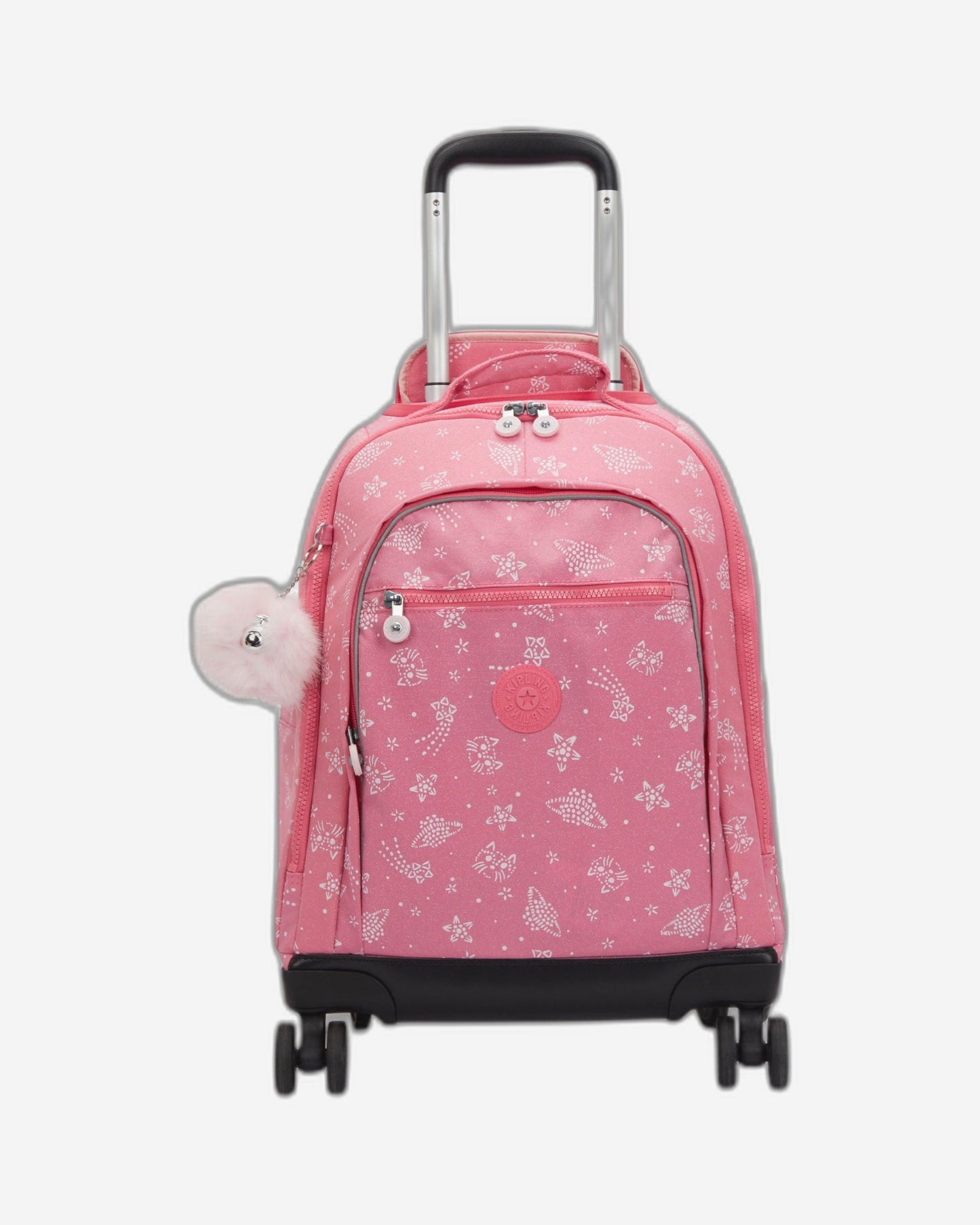 حقيبة ظهر KIPLING New Zea بعجلات كبيرة ولامعة بنقشة القطط (مع جيب للكمبيوتر المحمول) I7267-5FR