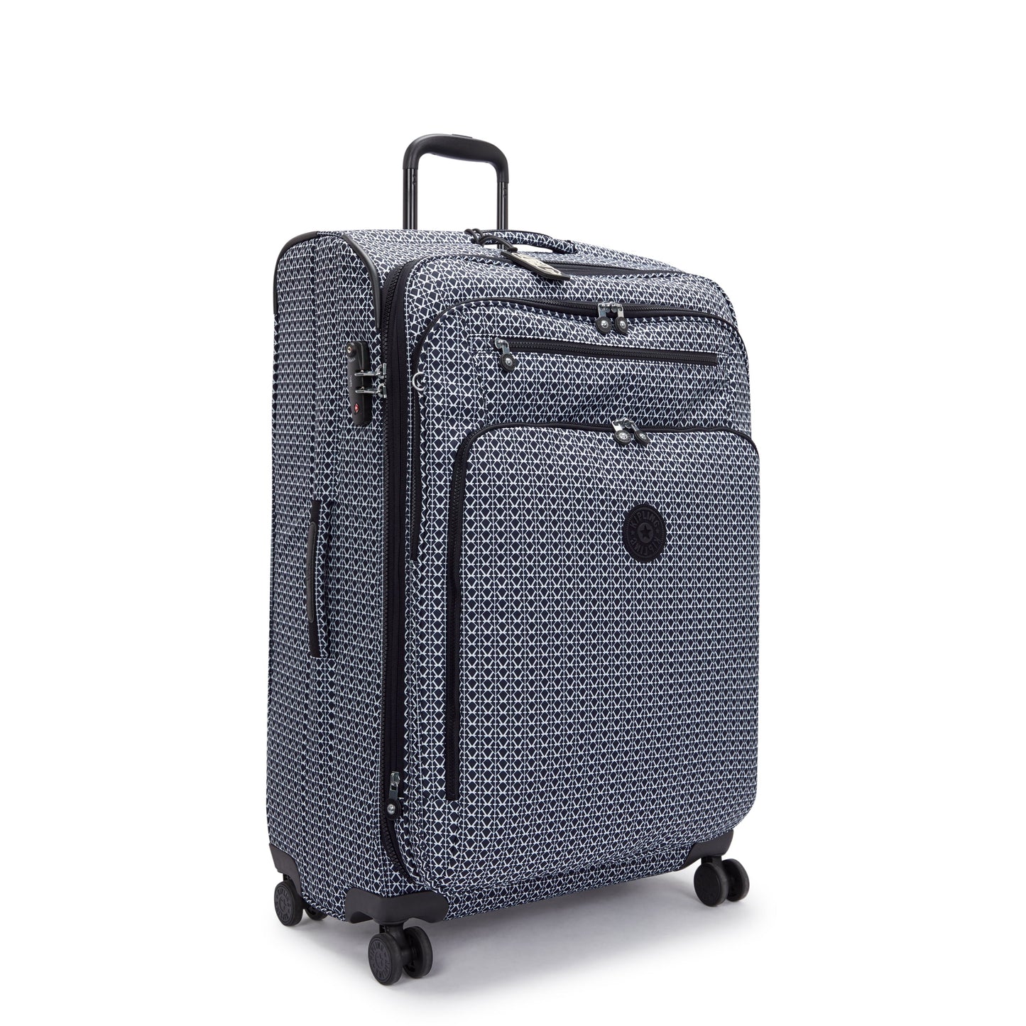 Kipling New Youri Spin حقيبة سفر بعجلات كبيرة قابلة للتوسيع بنقشة Signature C2I7640-DD2