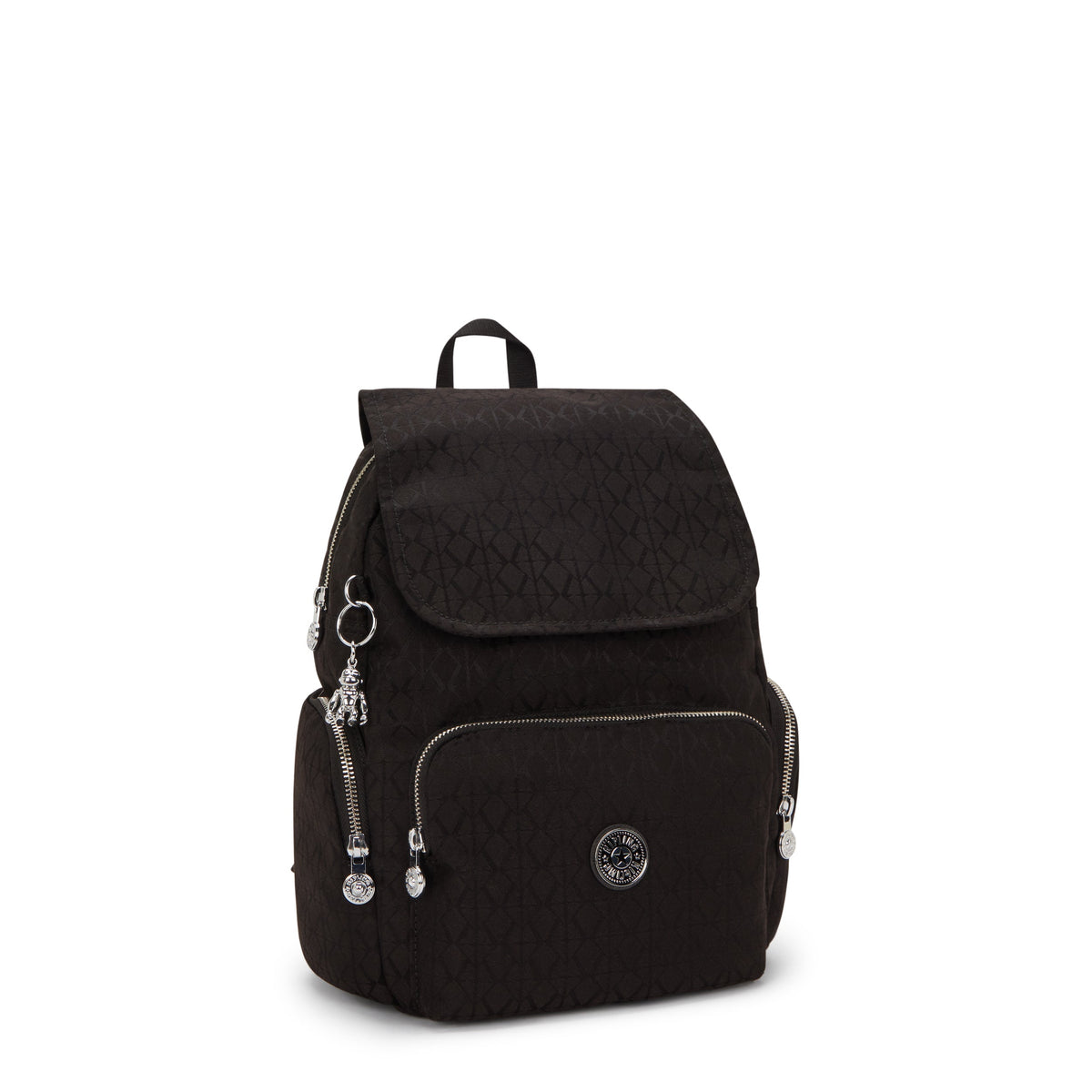 حقيبة الظهر الصغيرة Kipling City Zip S Noir Sign Jq I8029-4NW