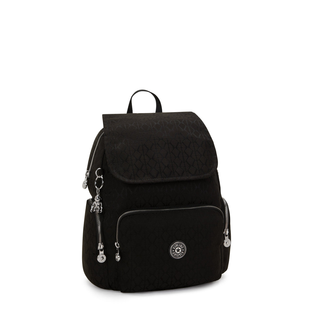 حقيبة الظهر الصغيرة Kipling City Zip S Noir Sign Jq I8029-4NW