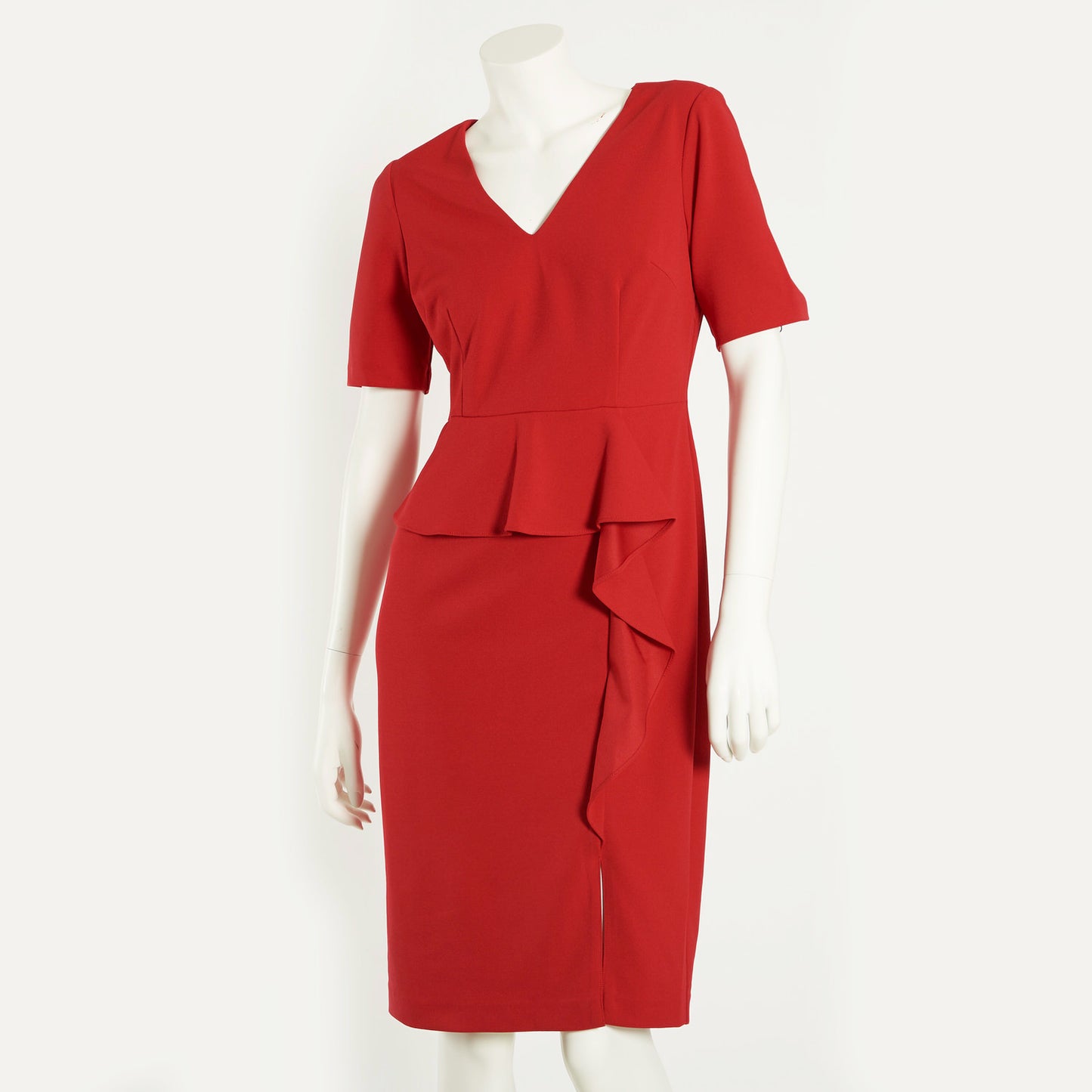 KNIT CREPE DRPD PEPLUM STH