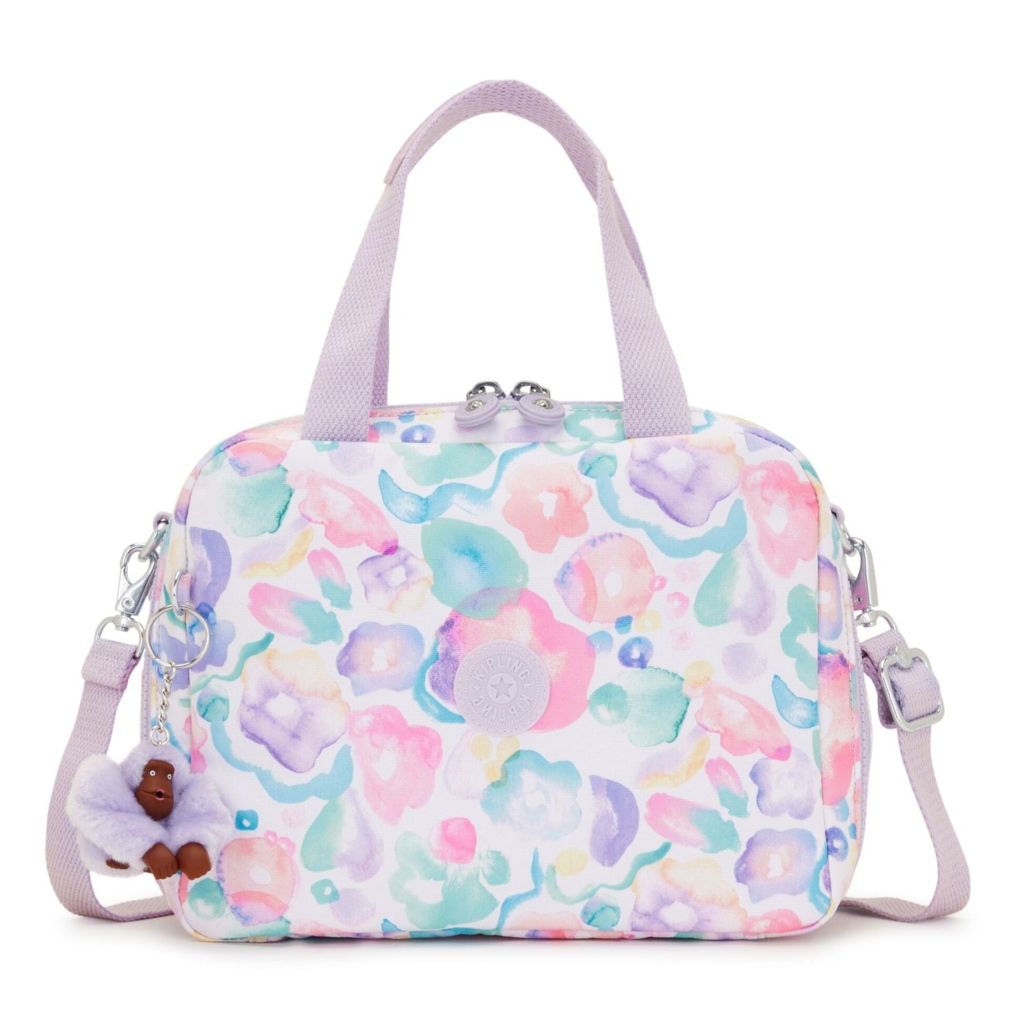 KIPLING-Miyo-Insulated medium lunch bag with trolley sleeve-Aqua Flowers-I2989-2FW