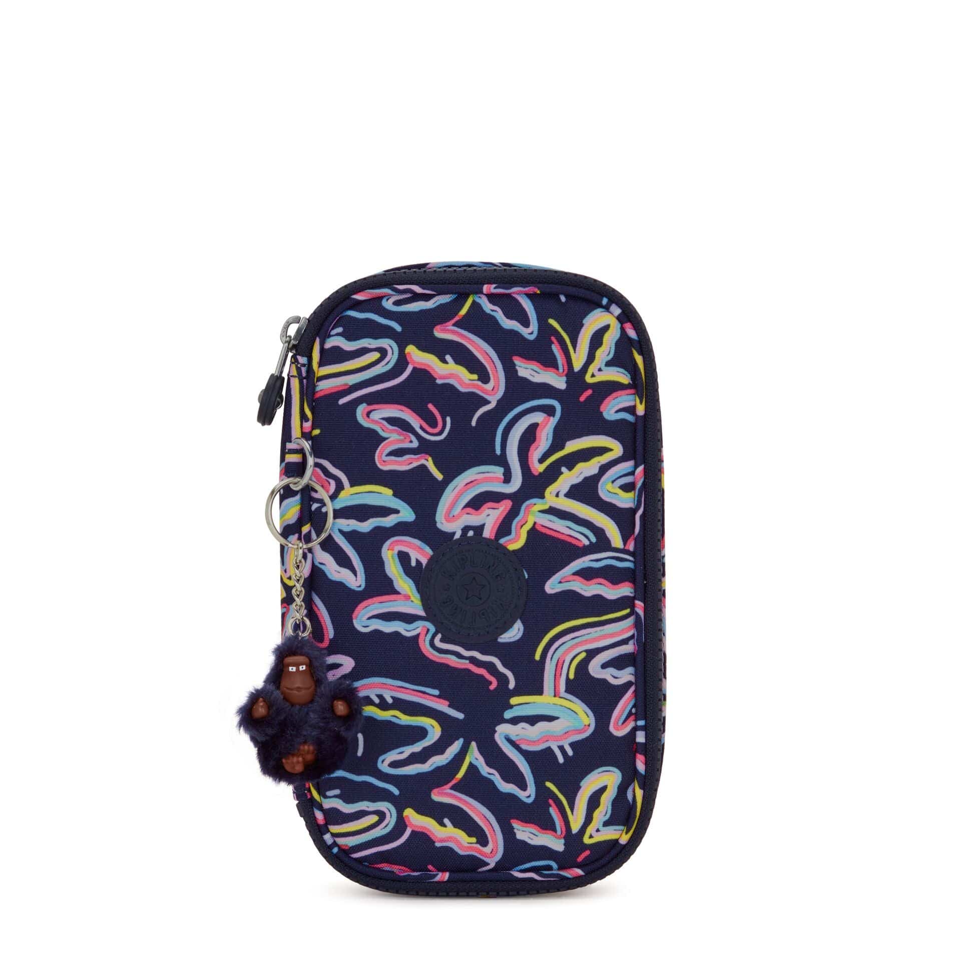 KIPLING-50 Pens-Medium pencase holds up to 50 pens-Palm Fiesta Print-I3707-3MC