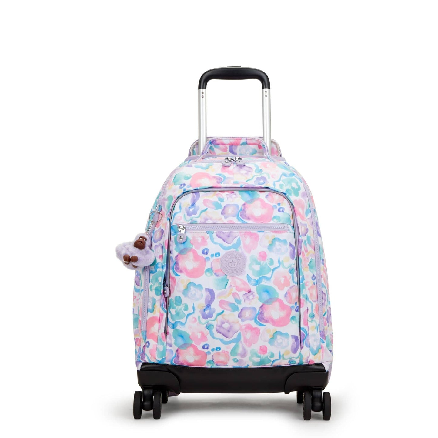 KIPLING-New Zea-Large wheeled backpack (with laptop protection)-Aqua Flowers-I4674-2FW