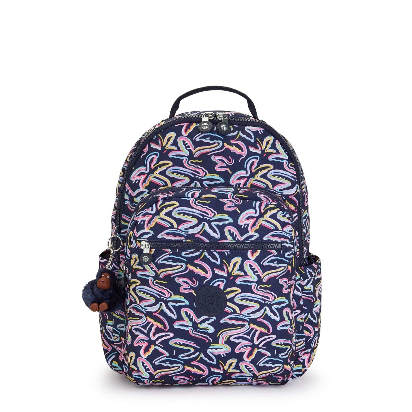 KIPLING-Seoul-Large Backpack with Padded Laptop Compartment-Palm Fiesta Print-I4851-3MC
