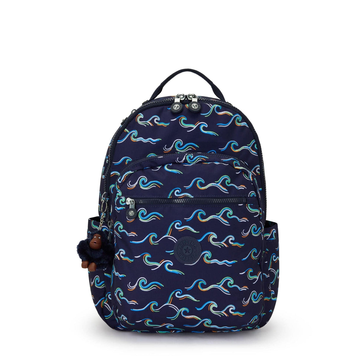 KIPLING-Seoul-Large Backpack with Padded Laptop Compartment-Fun Ocean Print-I4851-W92