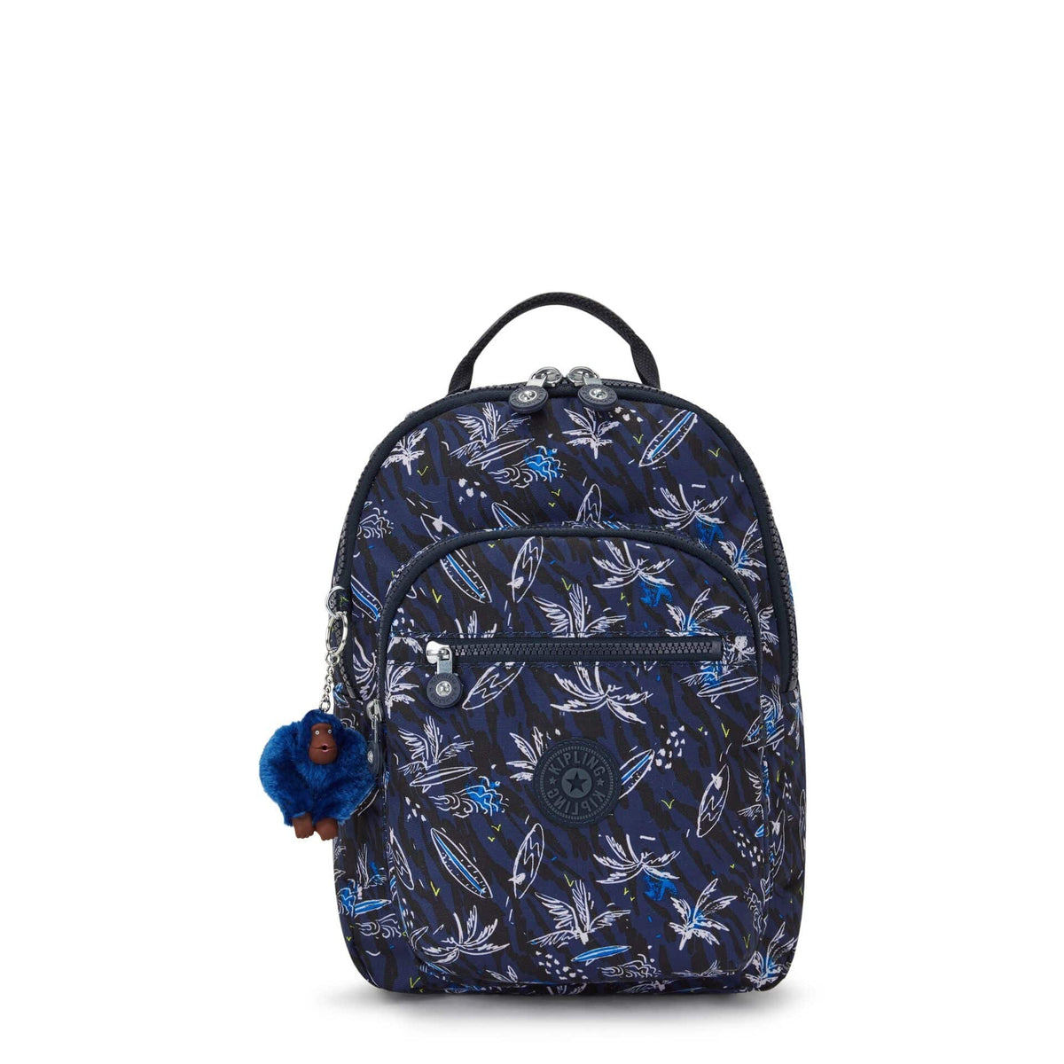 KIPLING-Seoul S-Small Backpack with Tablet Compartment-Surf Sea Print-I5357-Y70