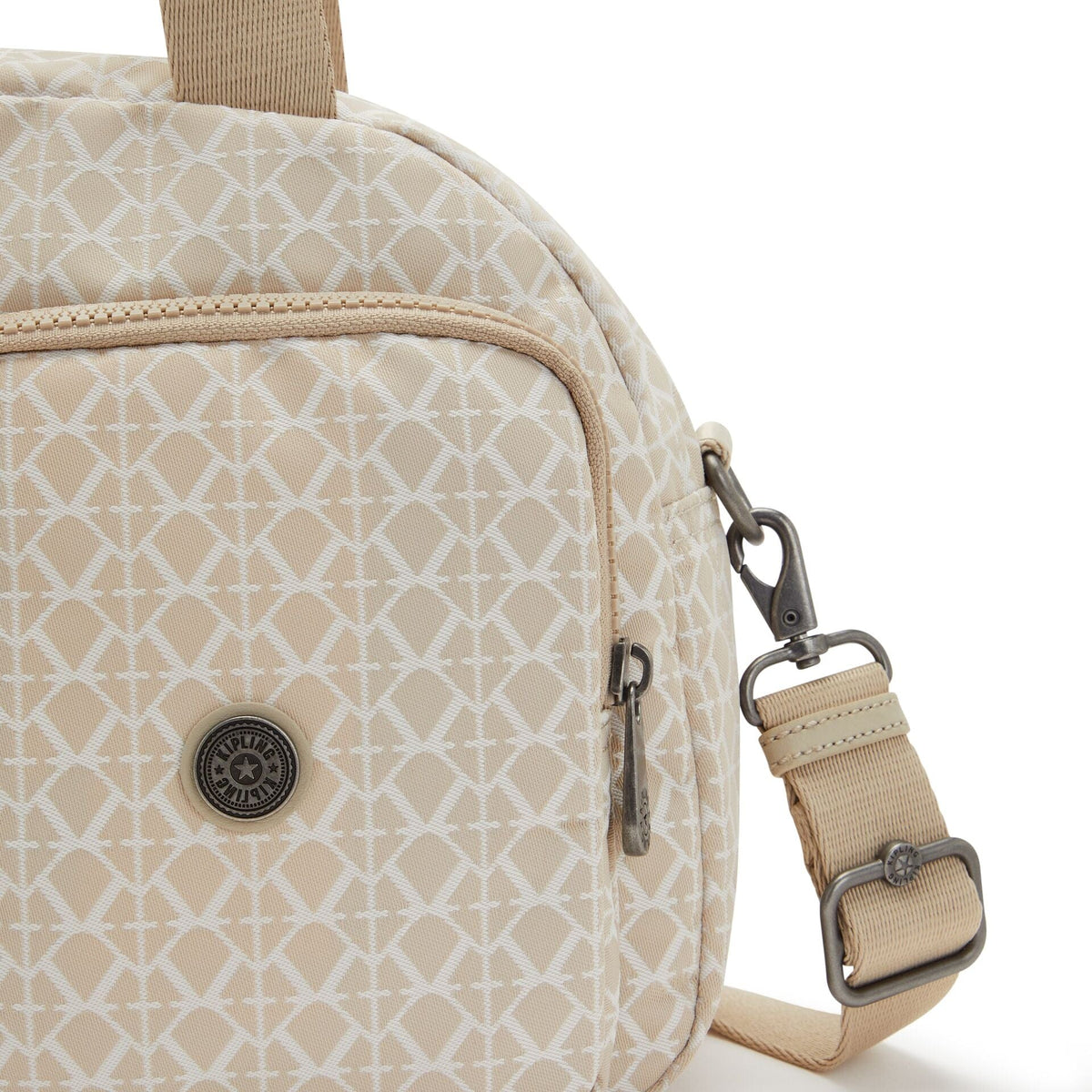 KIPLING-COOL DEFEA-حقيبة كتف متوسطة الحجم (بحزام كتف قابل للإزالة)-Signature Beige-I6454-R63
