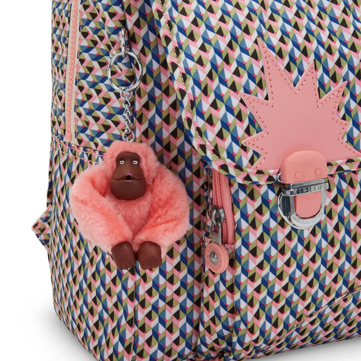 حقيبة ظهر KIPLING-Iniko-Medium (مع حماية للكمبيوتر المحمول)-Girly Geo-I7055-Z84