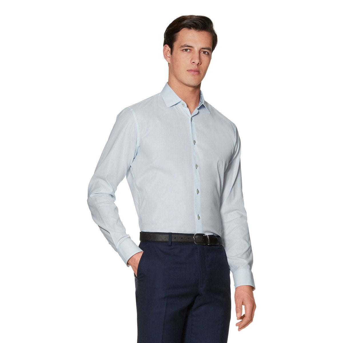 T.M.Lewin-Plain-Leno-Print-Trim-Casual-Shirt-Blue-72053-002