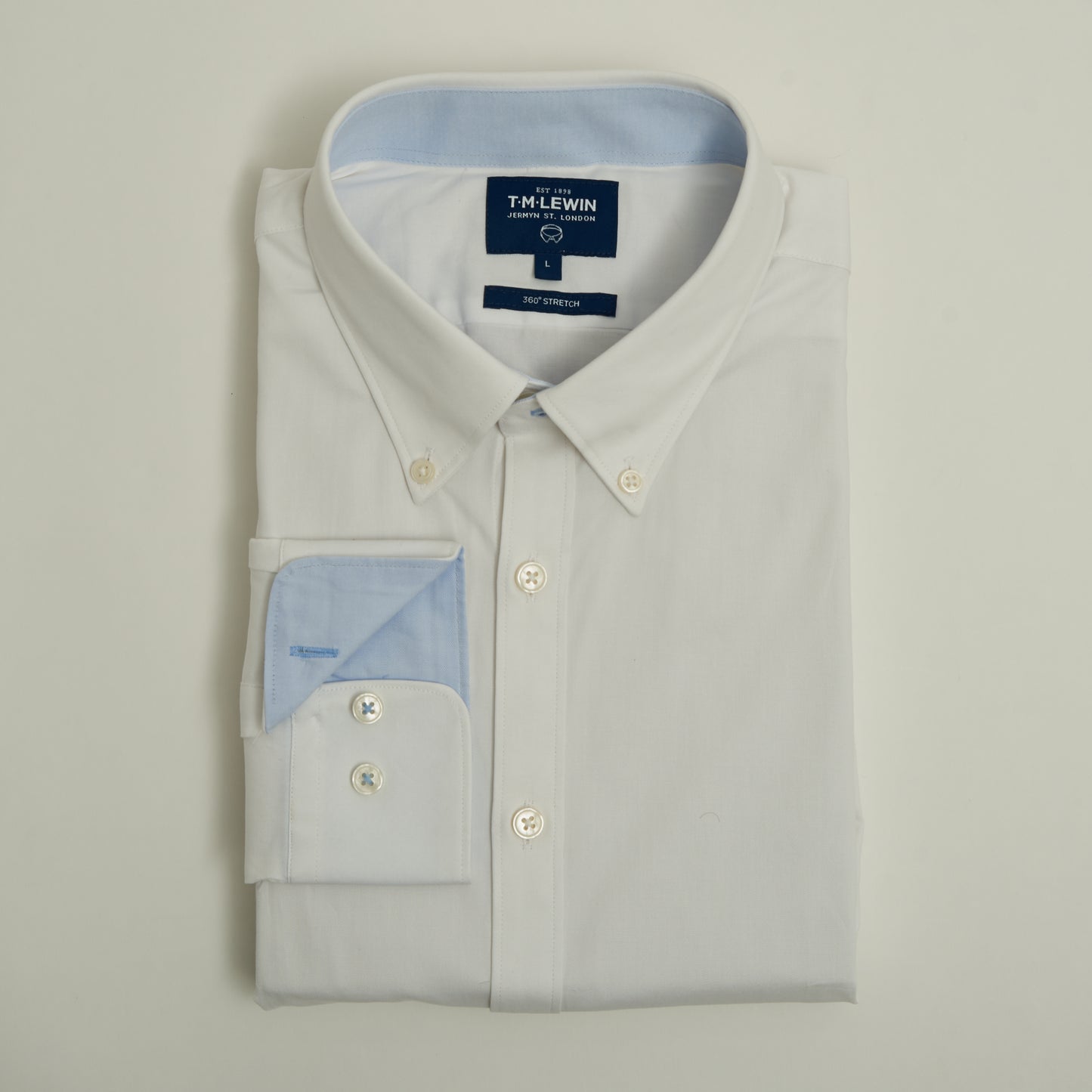 CASUAL STRETCH WHITE BUTTON CUFF SHIRT