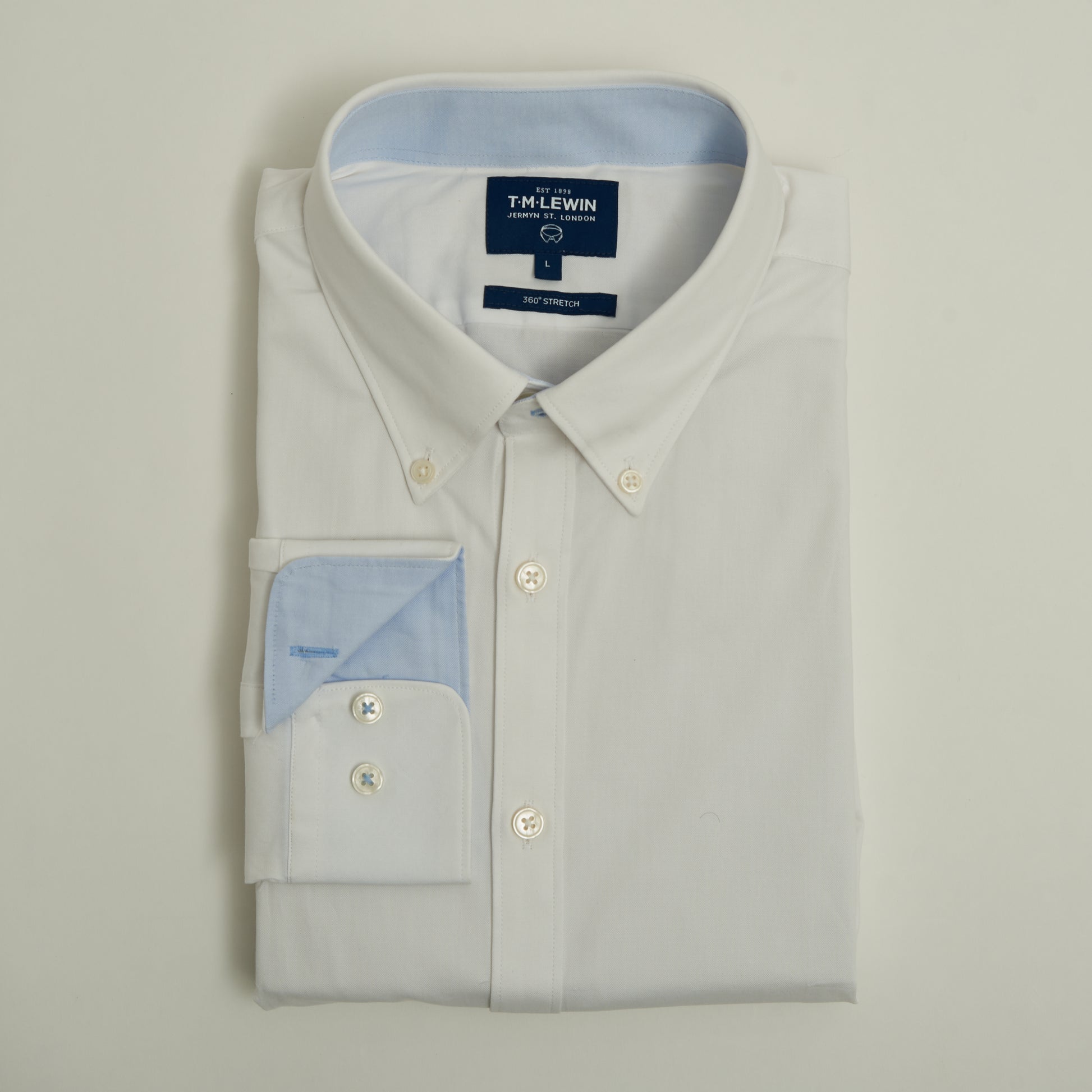 CASUAL STRETCH WHITE BUTTON CUFF SHIRT
