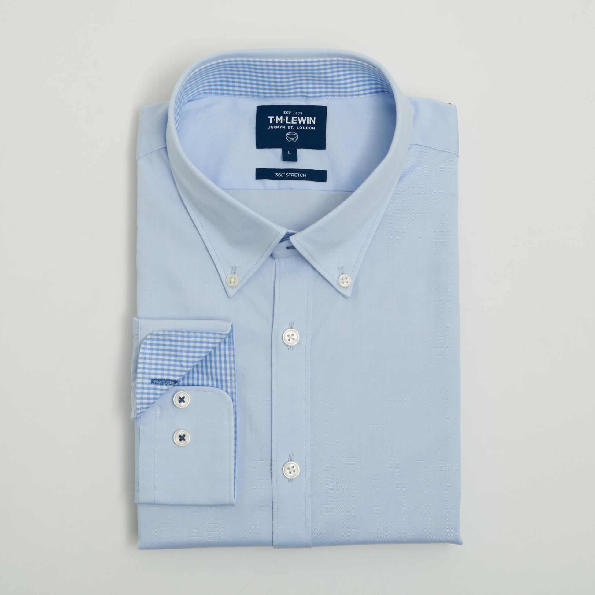 CASUAL STRETCH BLUE BUTTON CUFF SHIRT