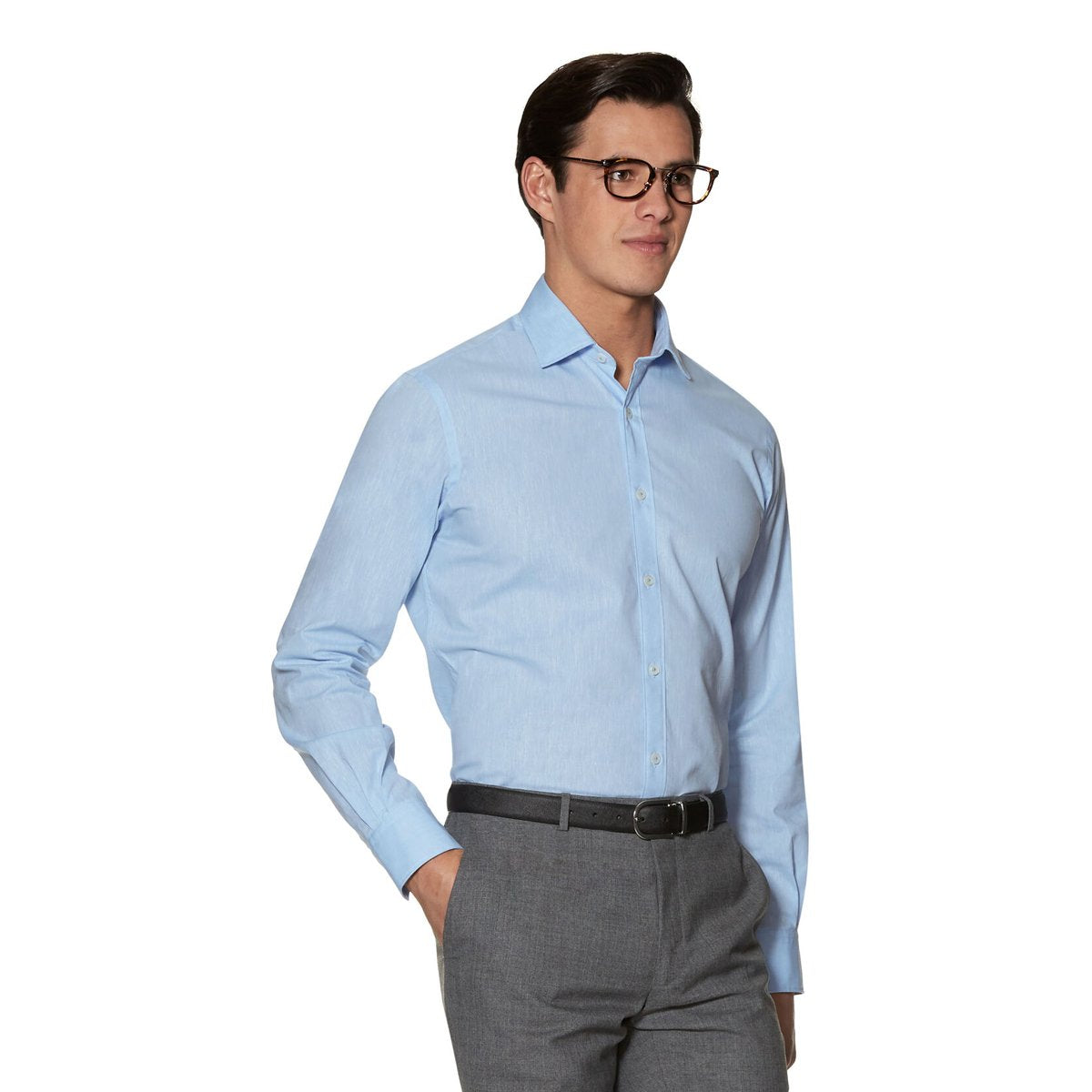 T.M.Lewin-Slimt-Fit-Cotton-Linen-Plain-Shirt-Blue-72837-002