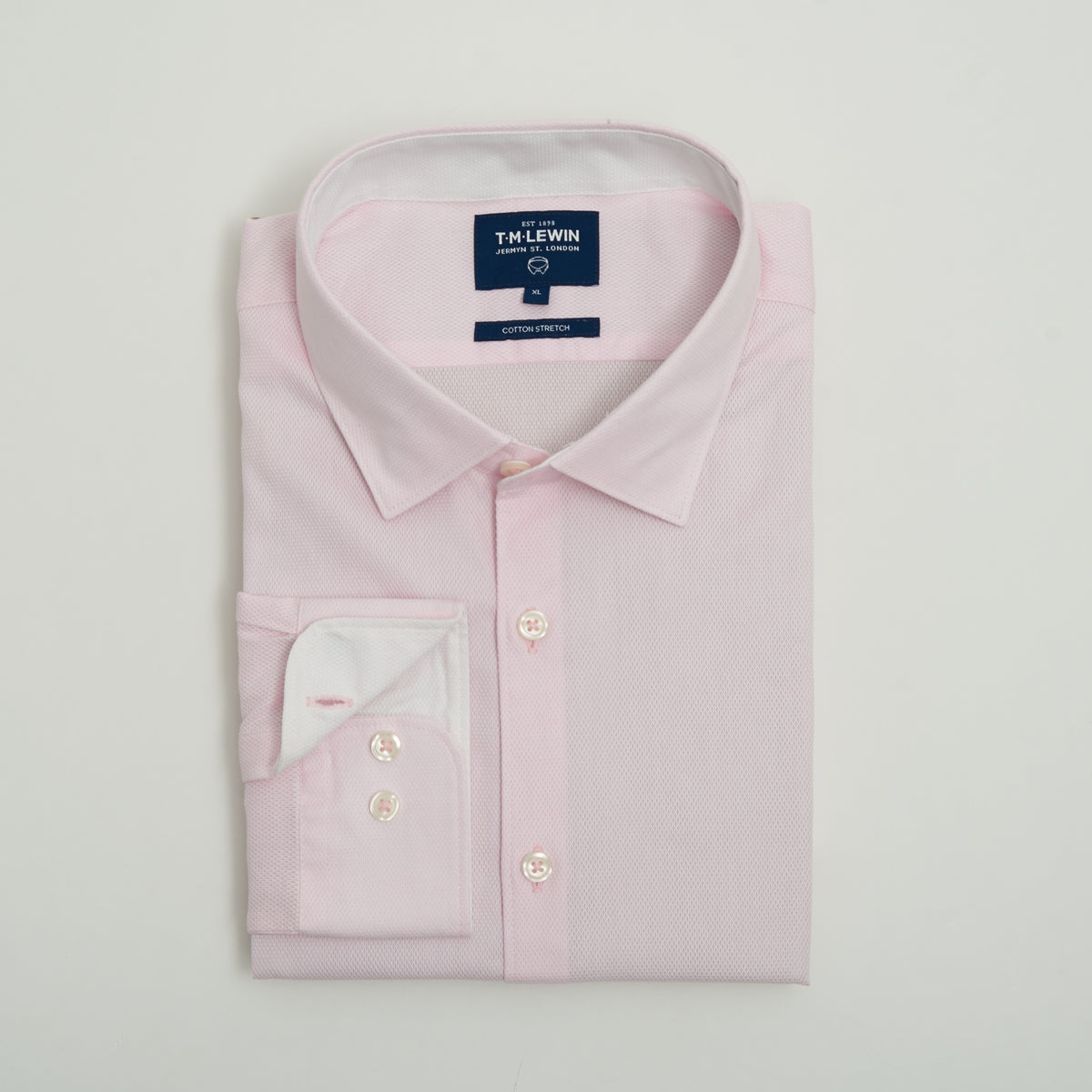 LENO WEAVE SLIM FIT PINK BUTTON CUFF SHIRT