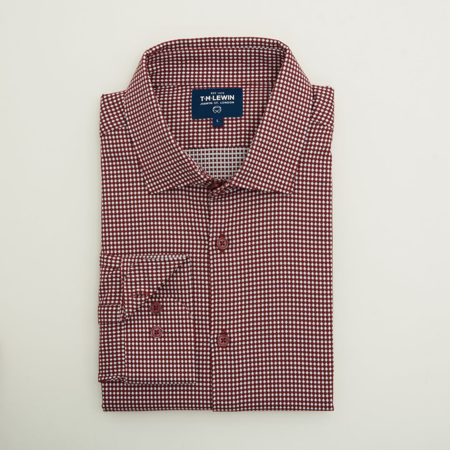 3D TEXTURE SLIM FIT RED BUTTON CUFF SHIRT