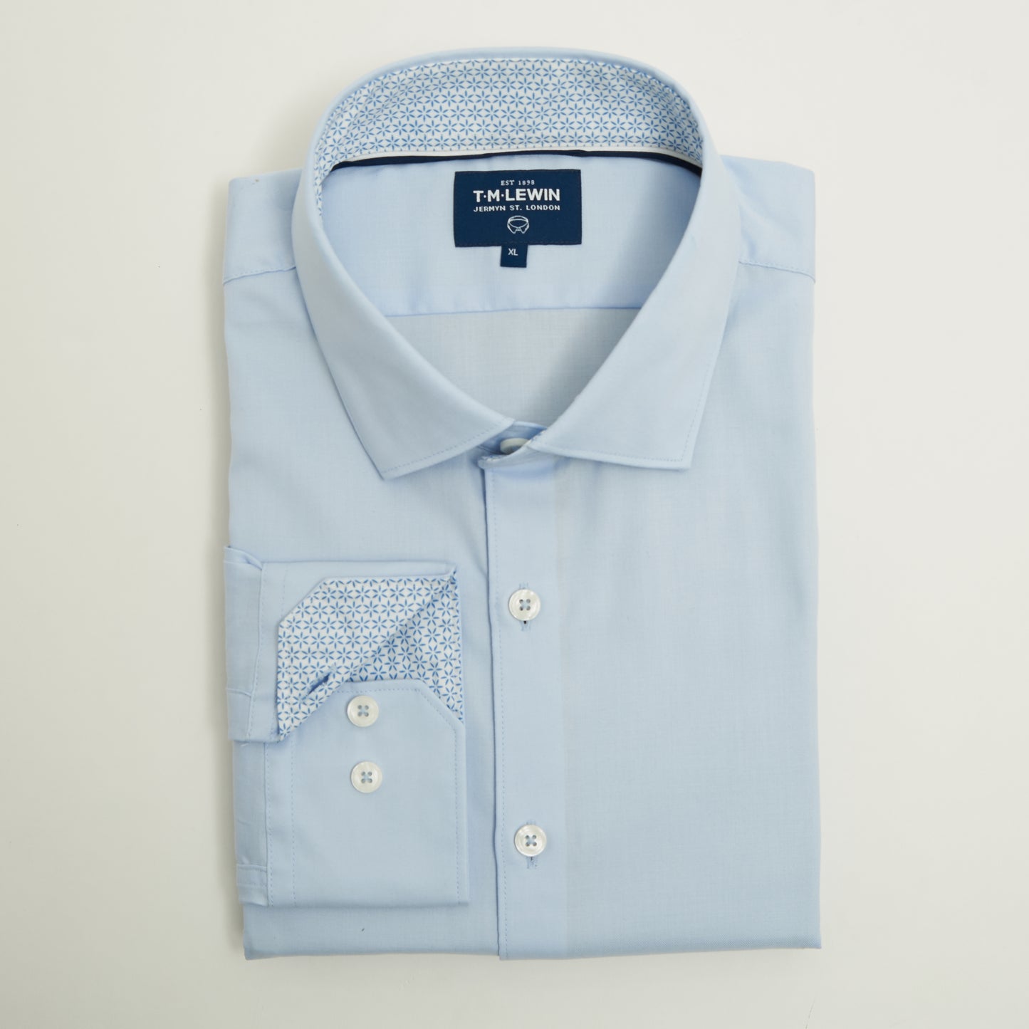 STAR TRIM SLIM FIT BLUE TWILL SINGLE CUFF SHIRT