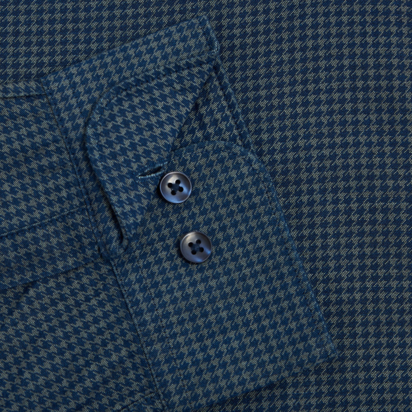 قميص INDIGO DOGTOTH SLIM FIT NAVY SINGLE CUFF