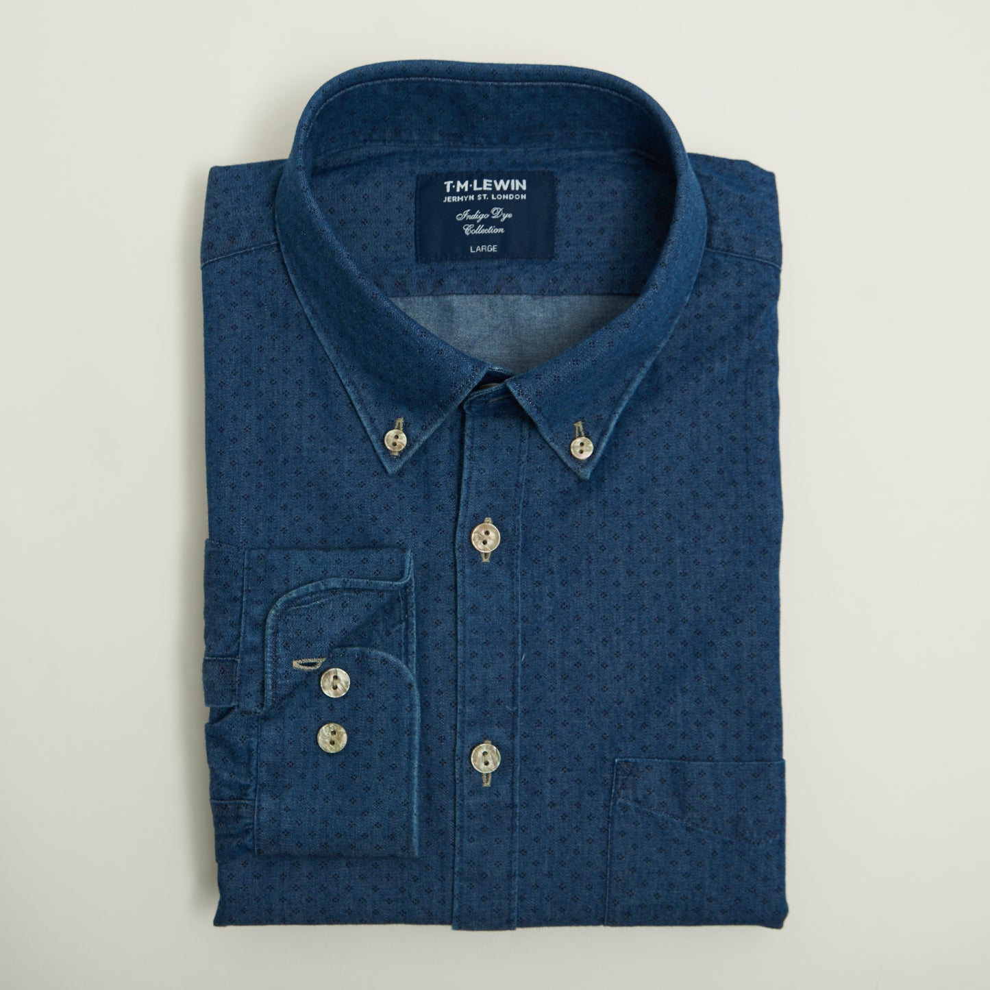 GEOMETRIC SLIM FIT NAVY SINGLE CUFF SHIRT
