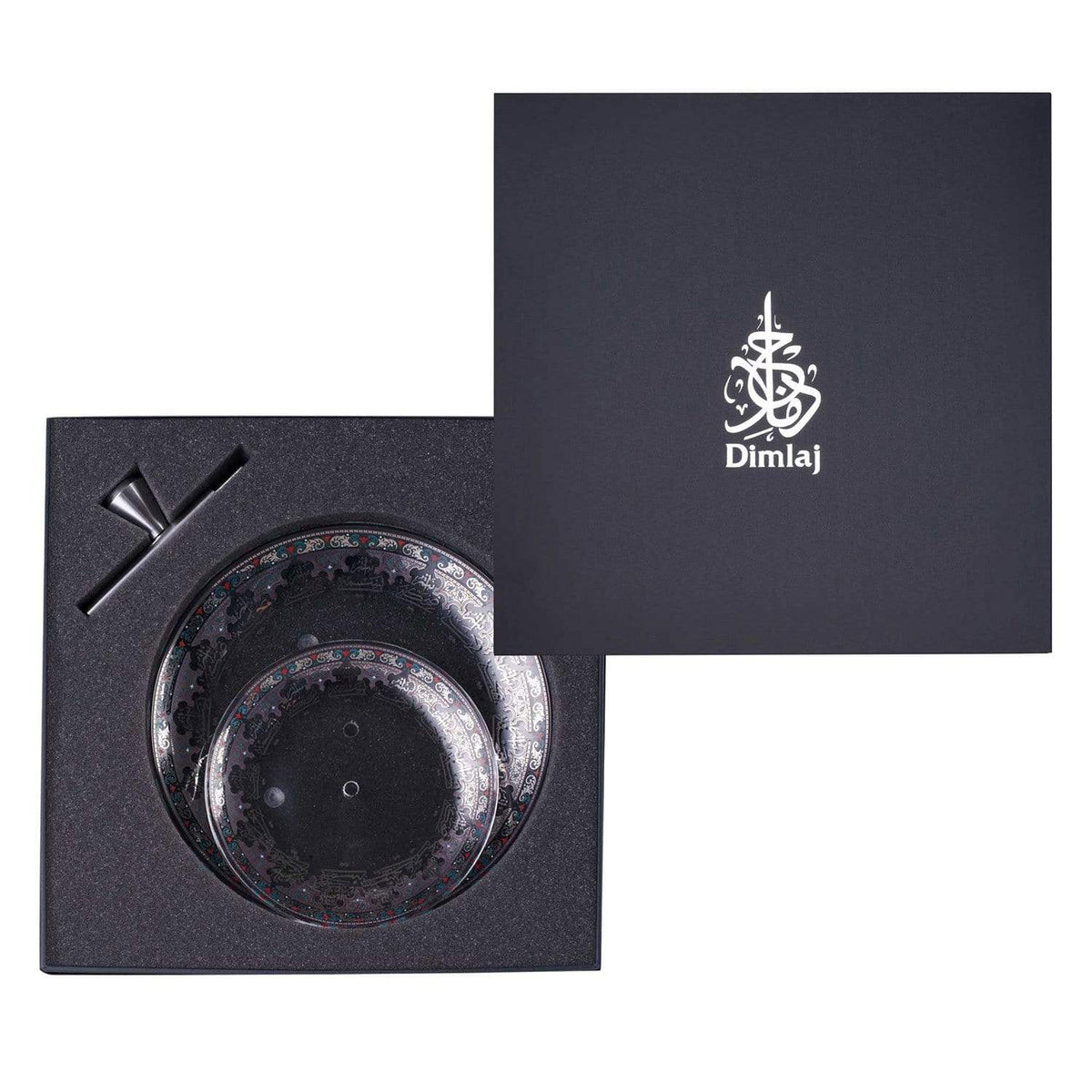 DIMLAJ SUROOR GLASS 2 TIER PLATE PLATINUM - 46993