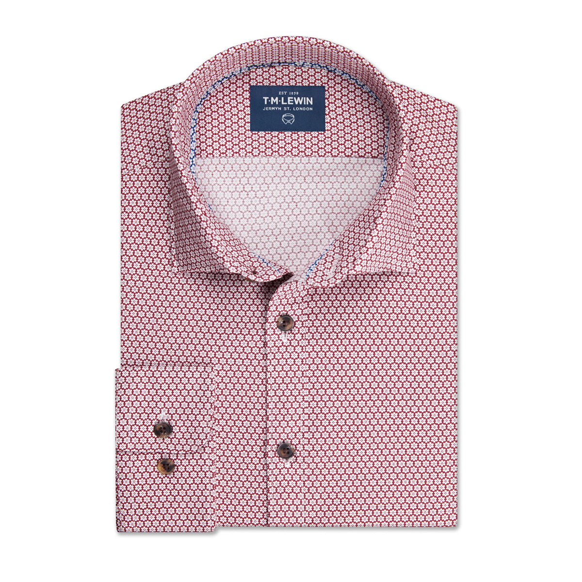 FLORAL SLIM FIT RED SINGLE CUFF SHIRT