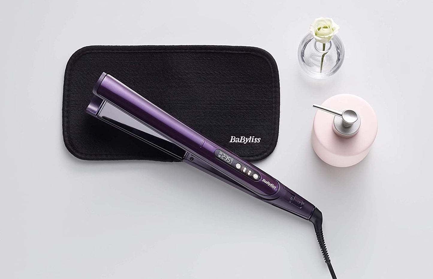BaByliss BABST450SDE Hair Straightener, 28mm - Black/Purple - Jashanmal Home