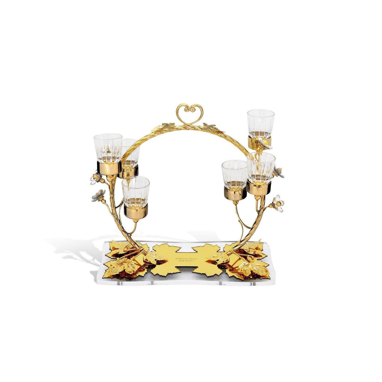 CIRCLE CANDLE HOLDER IN GOLD METAL WITH 6 GLASS - DC6172 GOLD