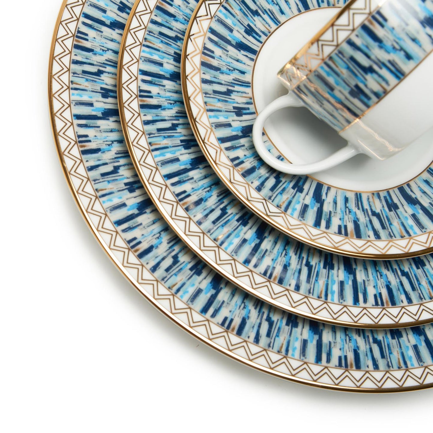 DANKOTUWA MAURICE BLUE AND GOLD 59PC DINNER SET - MAUR-59DS