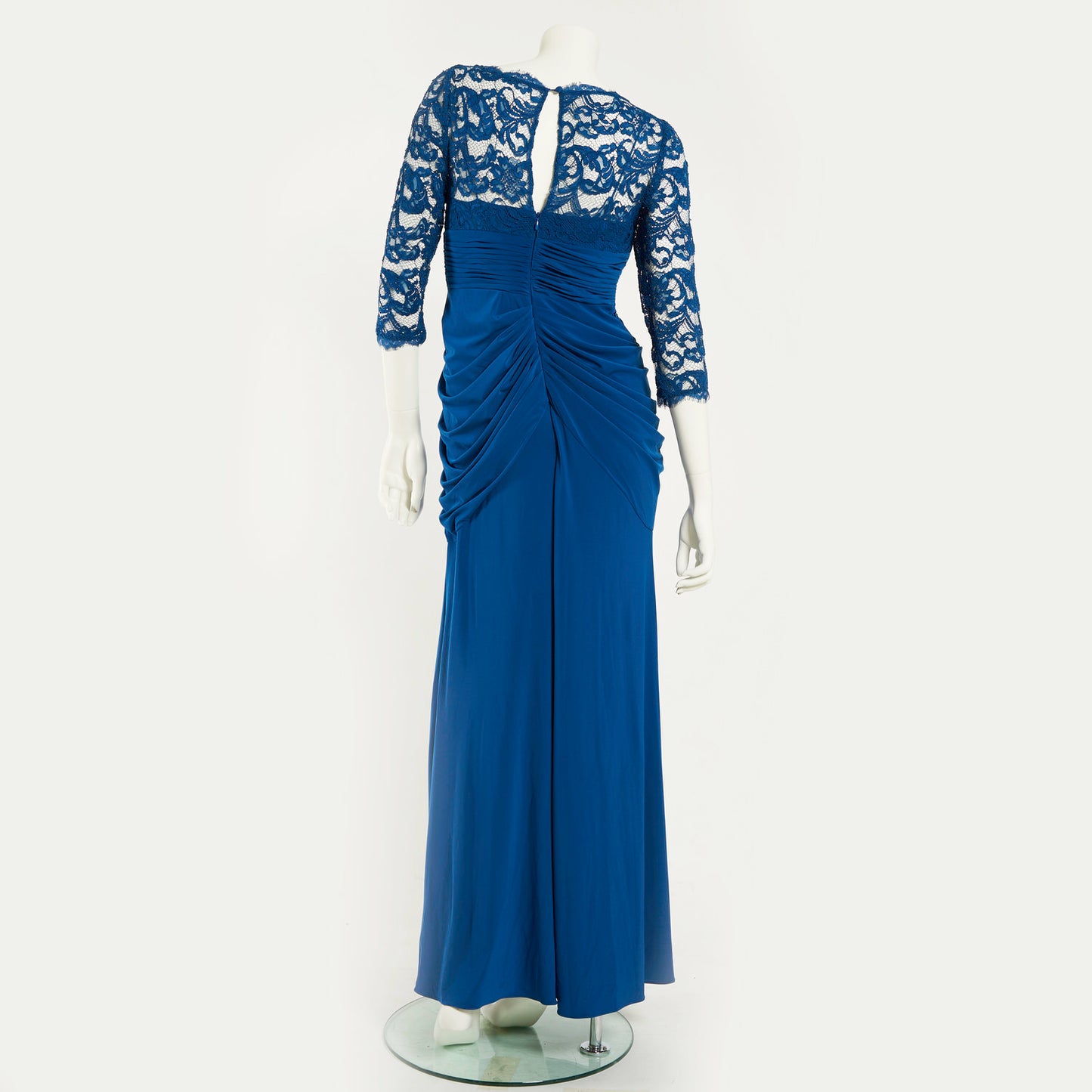 LACE & DRAPED JERSEY GOWN