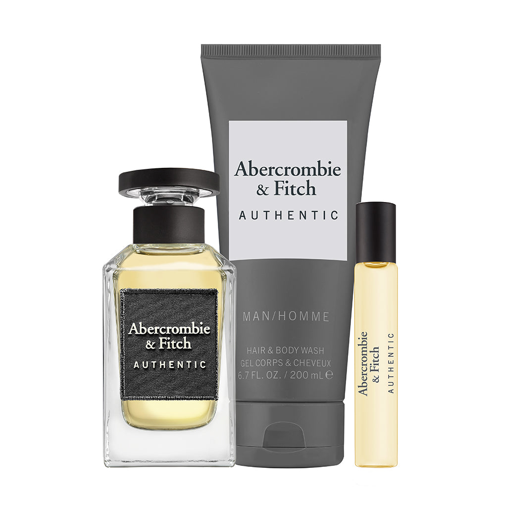 ABERCROMBIE & FITCH-AUTHENTIC FOR HIM GIFT SET
EAU DE TOILETTE 100ML +15ml TRAVEL SPRAY+200ml HAND & BODY WASH