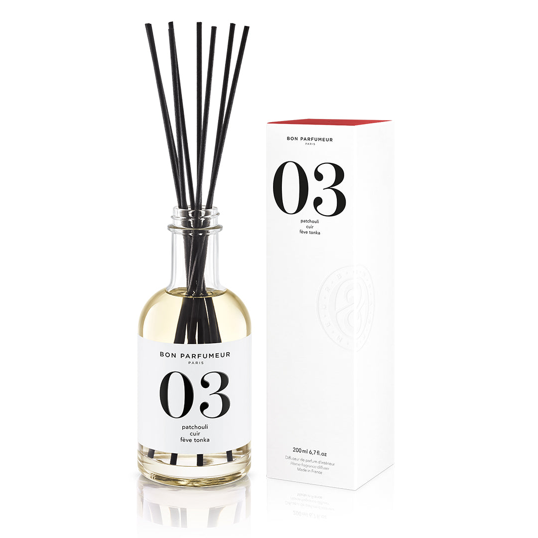 Bon Parfumeur: موزع عطور منزلي 200 مل رقم #03-باتشولي، جلد، فول التونكا