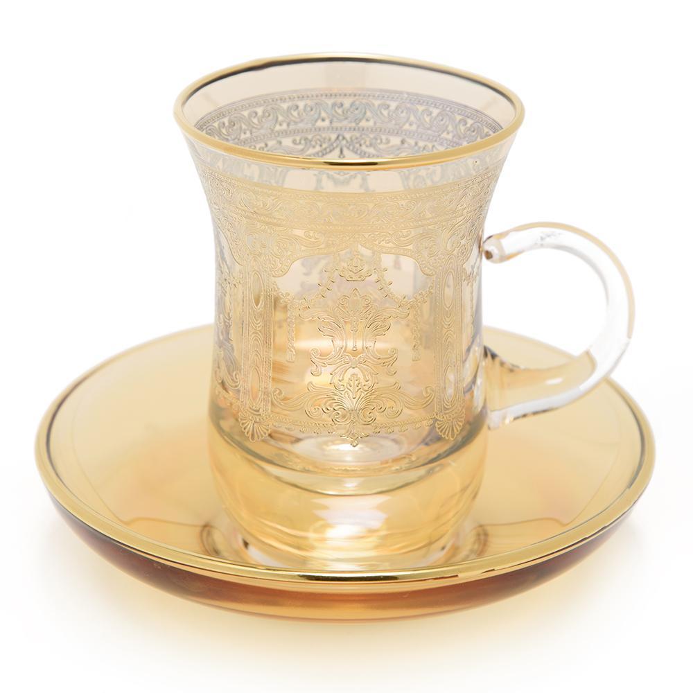 Combi Annette Tea Cup and Saucer Set - Amber, 12 Piece - G789/1Z-AM/35 - Jashanmal Home