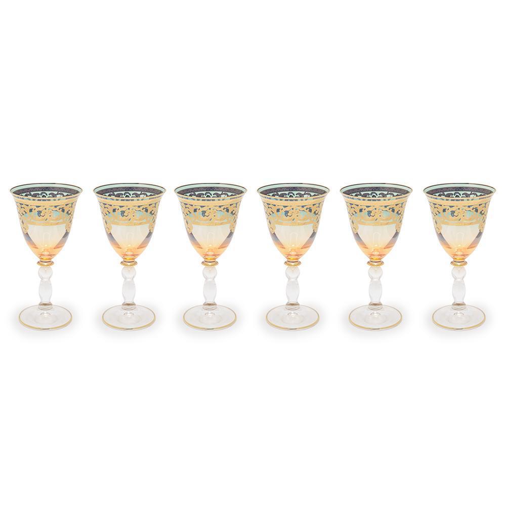Combi Geneva Goblet Set - Amber and Green, 190 ml, Small, 6 Piece - G694Z-AMGRN/97 - Jashanmal Home