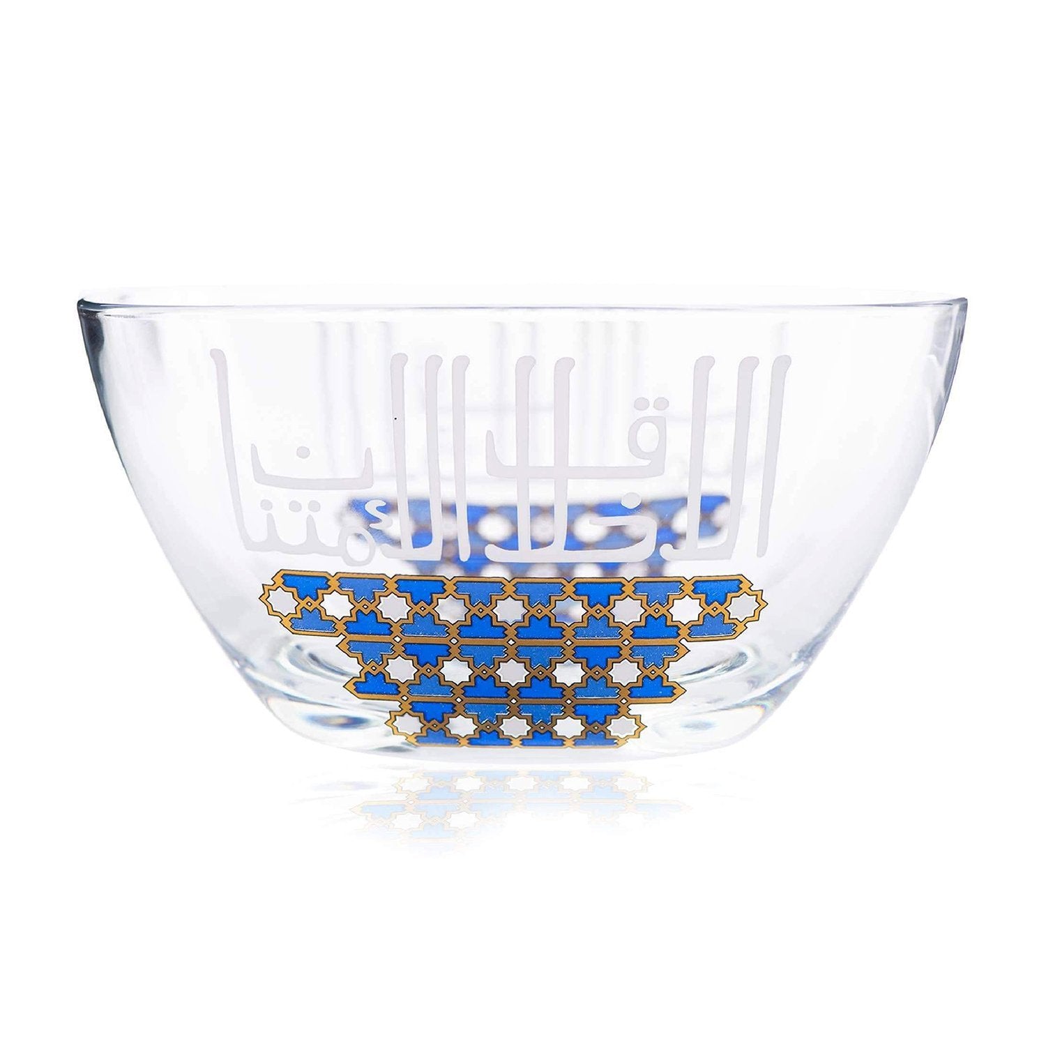 Dimlaj Asala Large Serving Bowl - Clear, Gold and Blue - 46688 - Jashanmal Home
