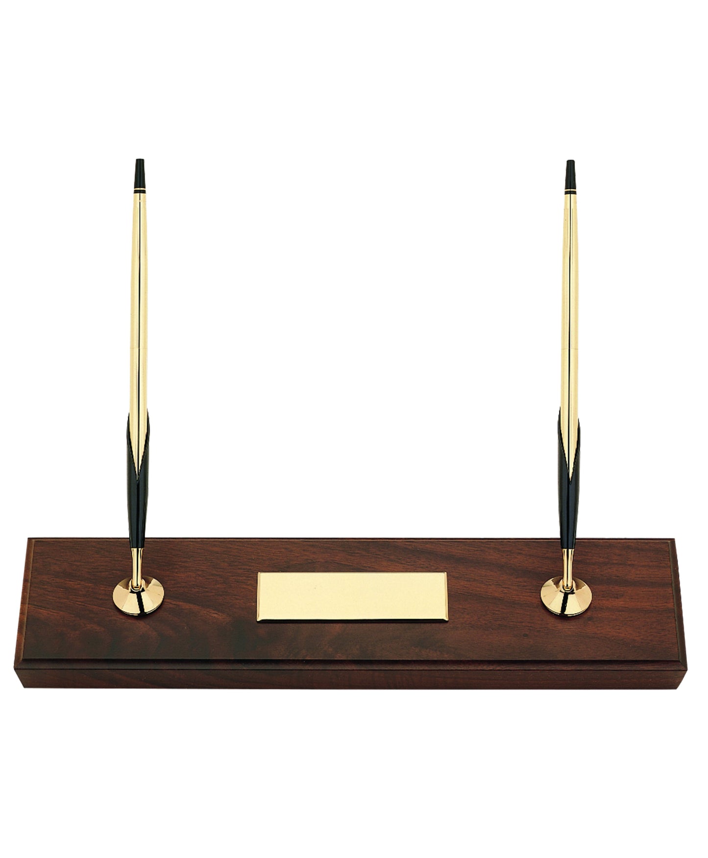 CROSS HAND-RUBBED WALNUT BASE 10 KARAT GOLD FILLED ROLLED GOLD BALLPOINT PEN AND 0.5MM PENCIL DOUBLE DESK SET 5201