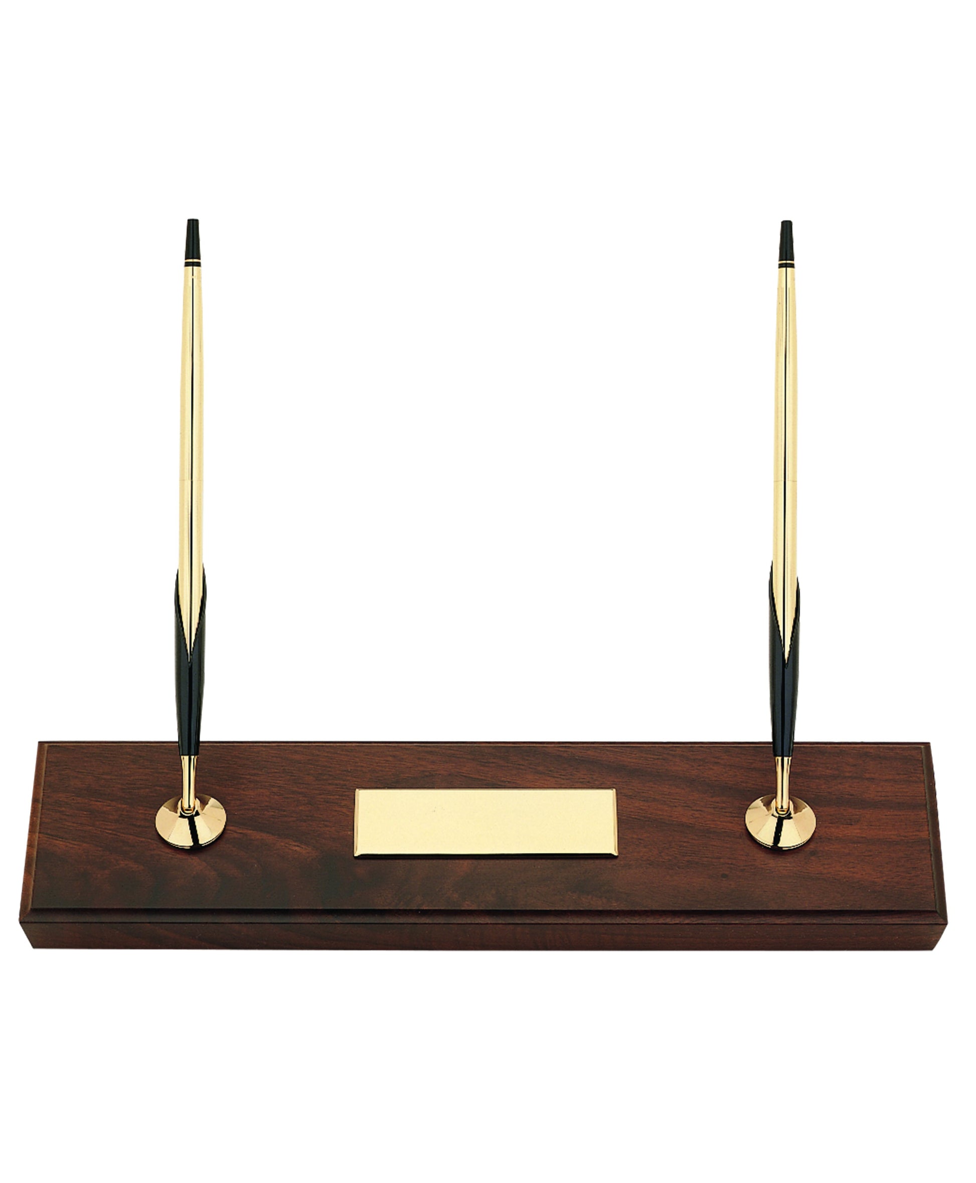 CROSS HAND-RUBBED WALNUT BASE 10 KARAT GOLD FILLED ROLLED GOLD BALLPOINT PEN AND 0.5MM PENCIL DOUBLE DESK SET 5201