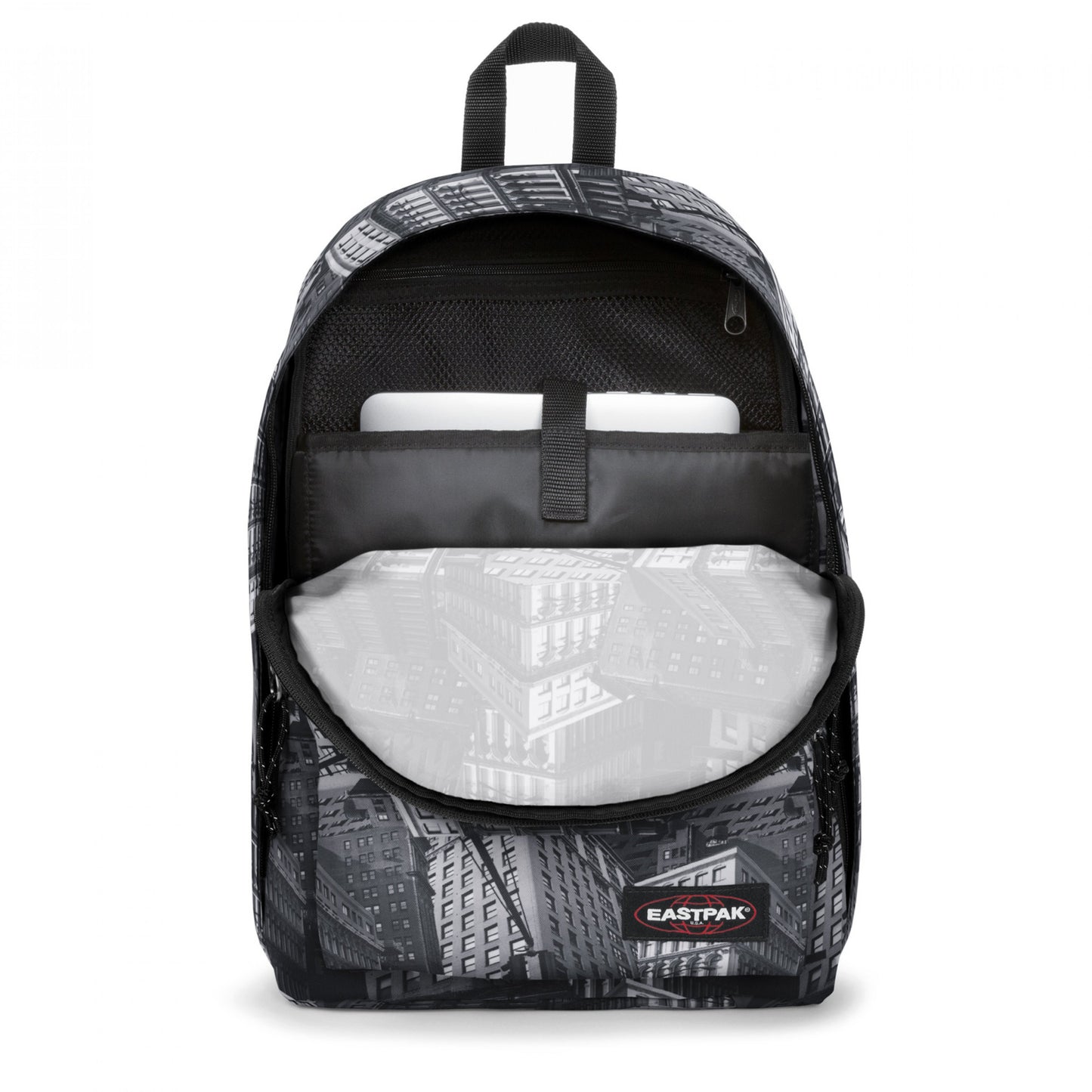 Eastpak حقيبة ظهر متوسطة للكمبيوتر المحمول "أوت أوف أوفيس" باللون الأسود الكروم