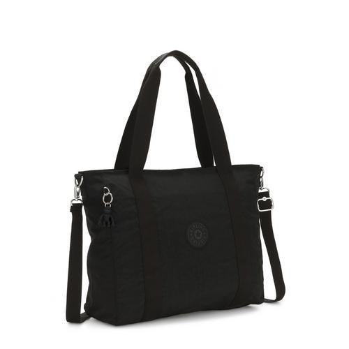 KIPLING حقيبة يد أسيني سوداء كبيرة (حقيبة يد مع حزام كتف قابل للفصل) I5444-P39