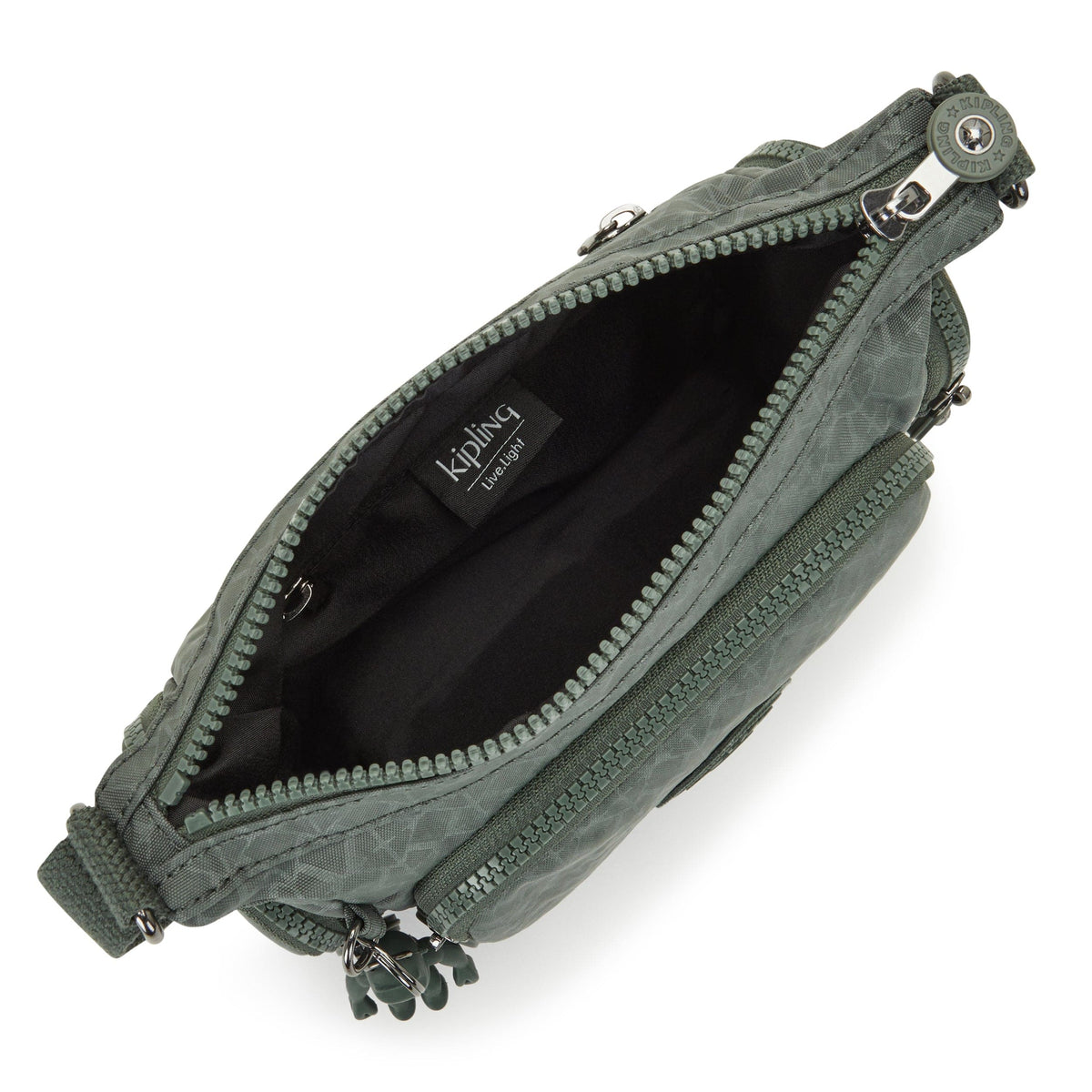 حقيبة كتف صغيرة Kipling-Gabbie صغيرة الحجم بعلامة خضراء منقوشة - I3578-F6C