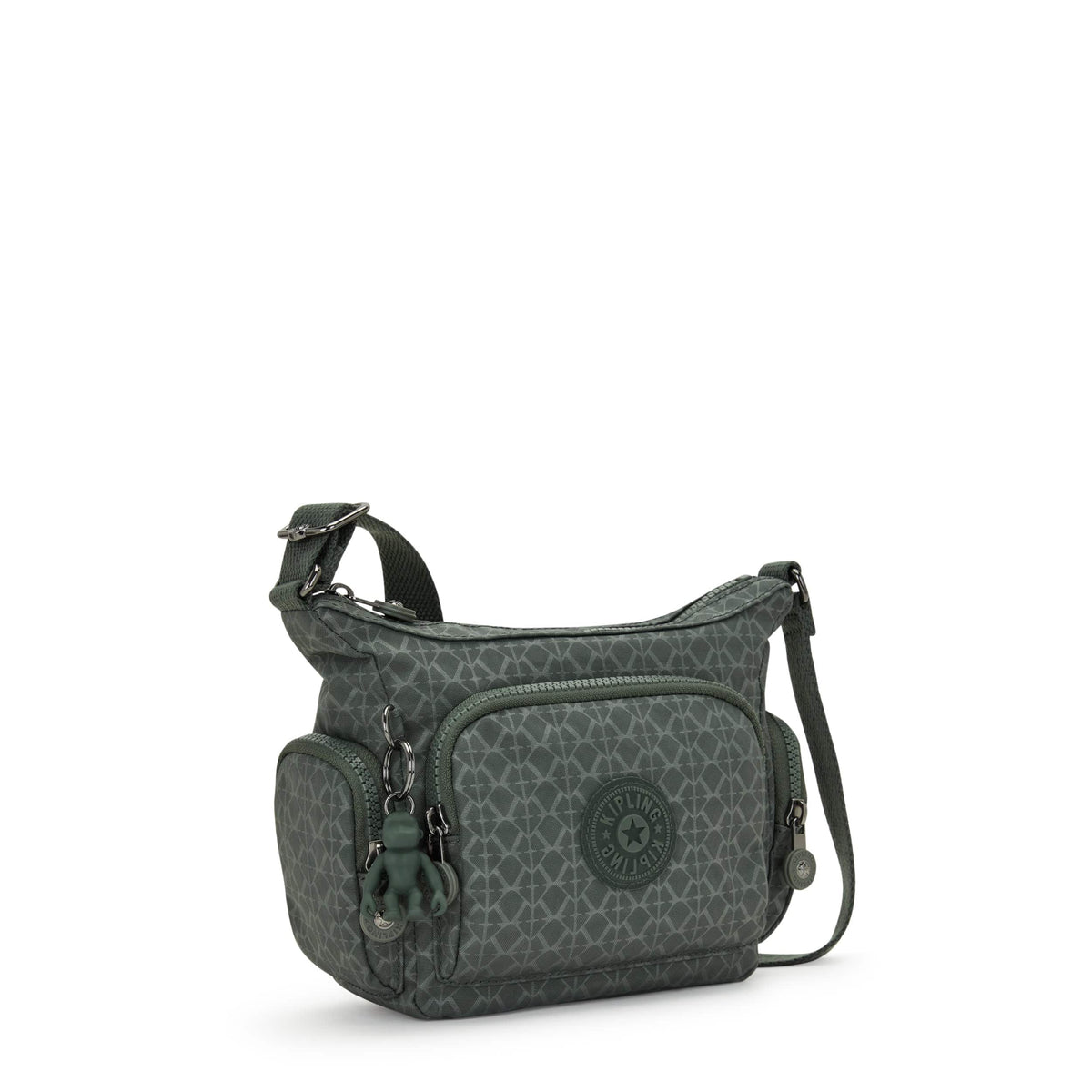 حقيبة كتف صغيرة Kipling-Gabbie صغيرة الحجم بعلامة خضراء منقوشة - I3578-F6C
