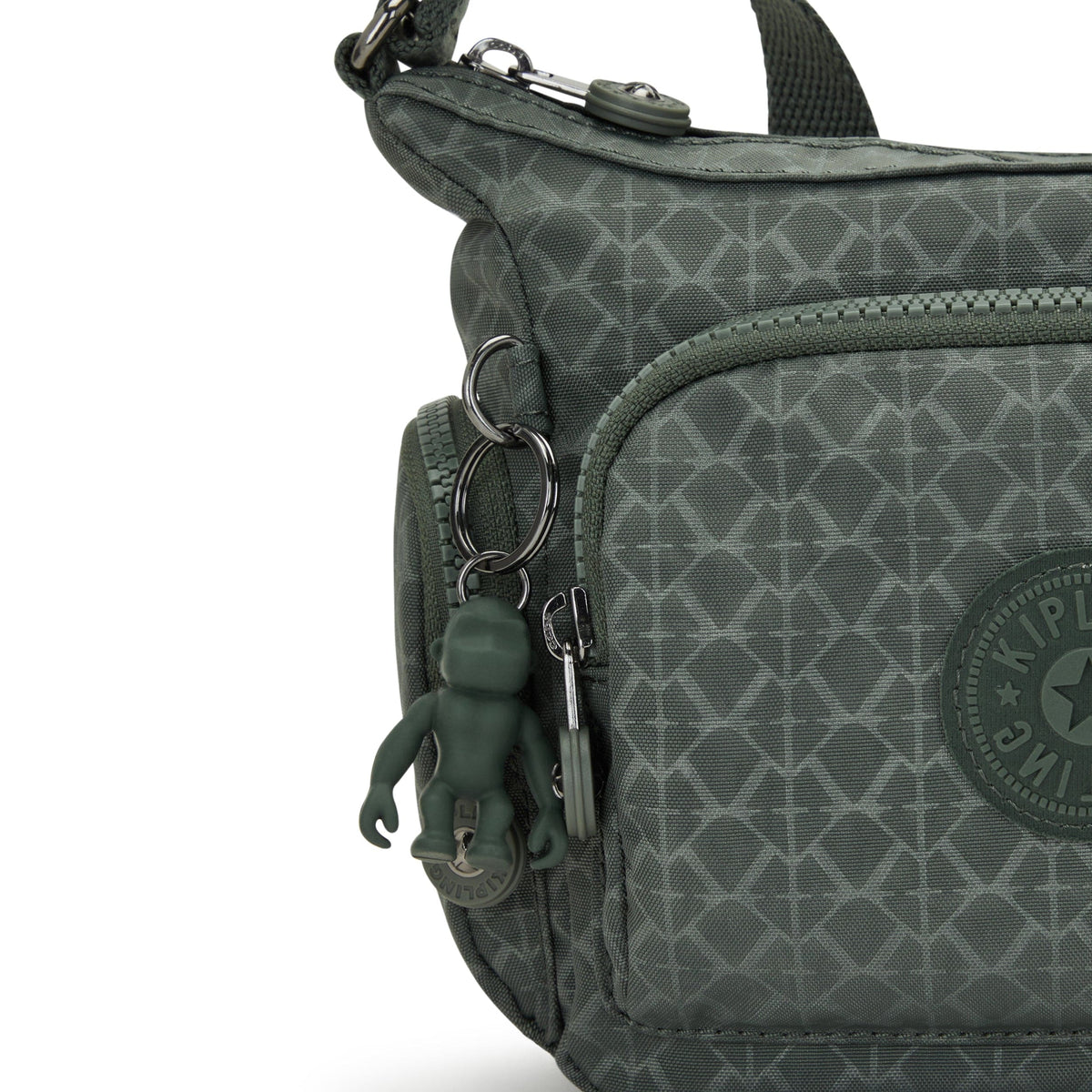 حقيبة كتف صغيرة Kipling-Gabbie صغيرة الحجم بعلامة خضراء منقوشة - I3578-F6C