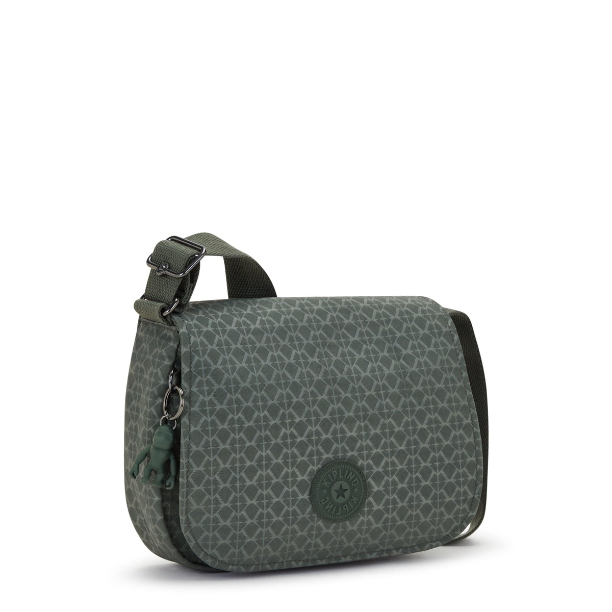 حقيبة كتف Kipling-Loreen M بشعار أخضر منقوش - I7677-F6C