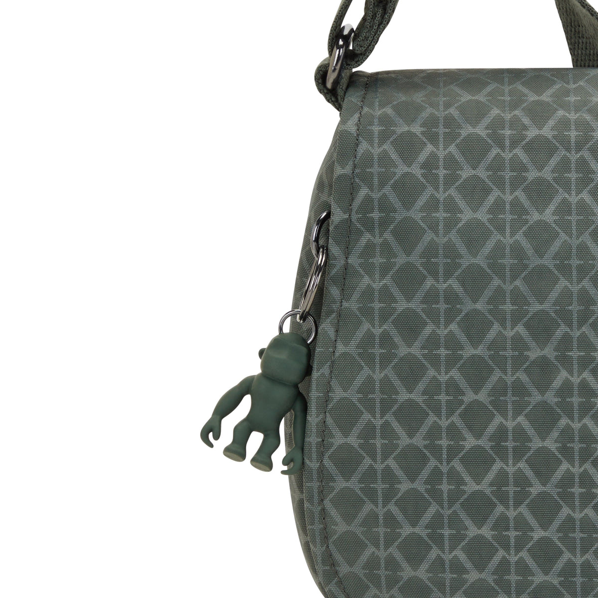 حقيبة كتف Kipling-Loreen M بشعار أخضر منقوش - I7677-F6C