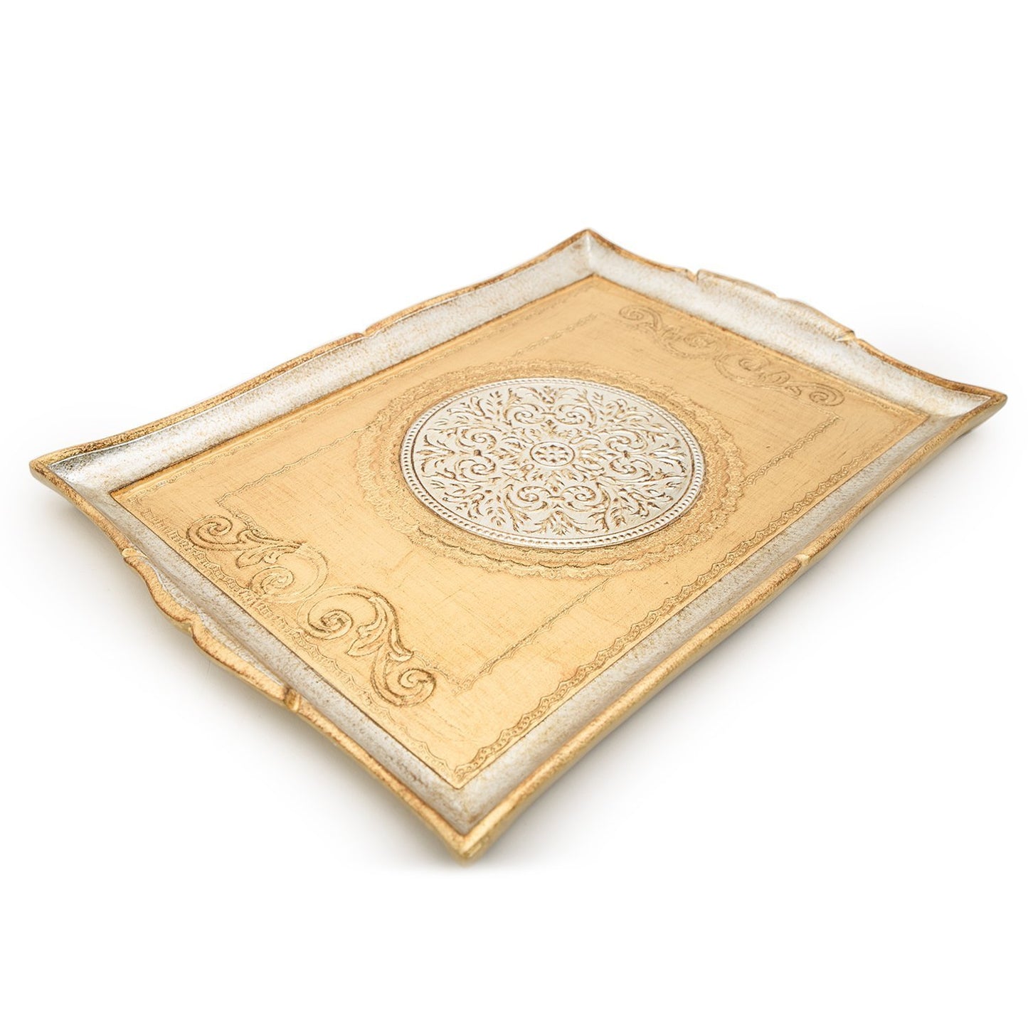 Sezzatini Franco Uberti Oro and Argent Rectangle Tray - 32 x 45 cm - VL-224-4-3323 - Jashanmal Home