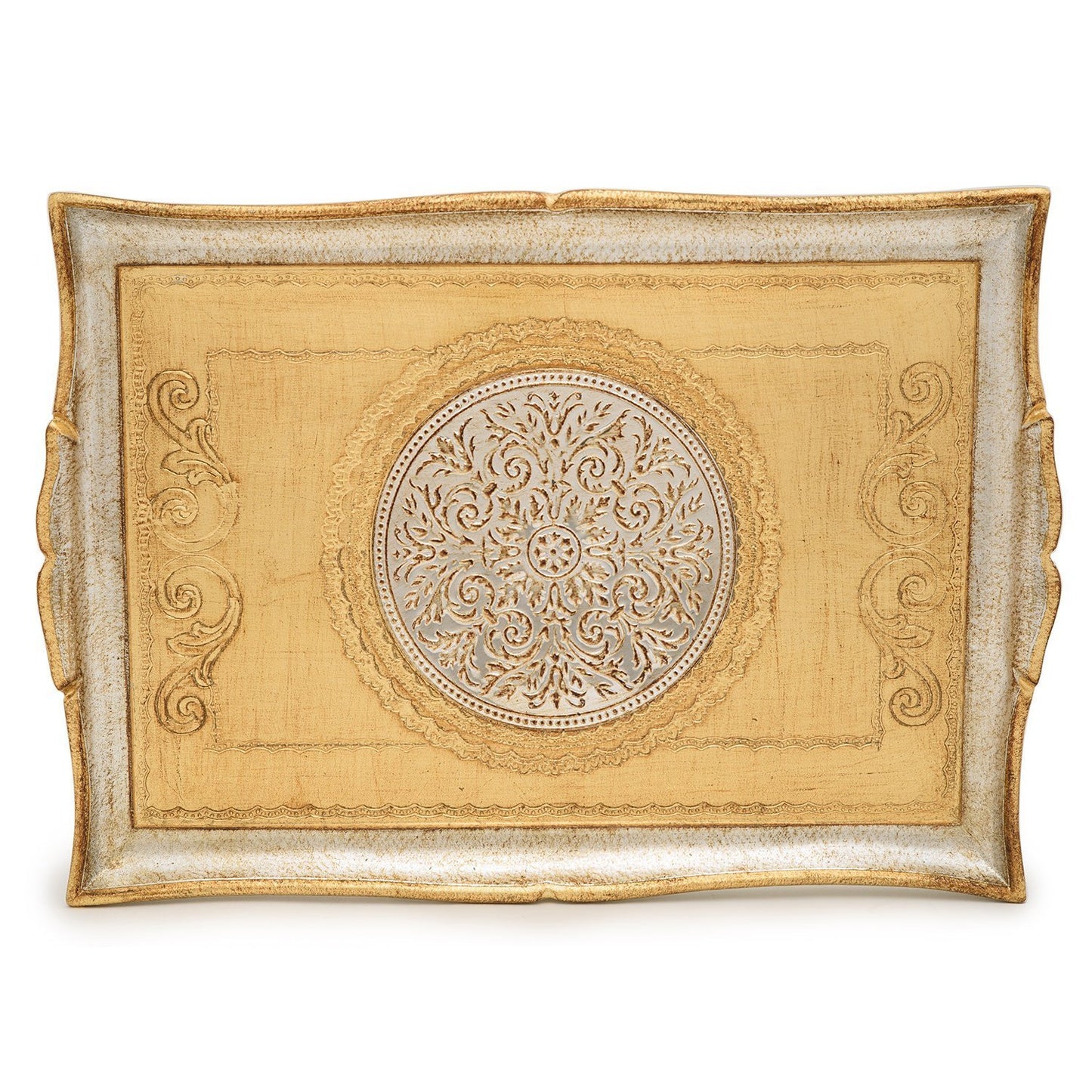 Sezzatini Franco Uberti Oro and Argent Rectangle Tray - 32 x 45 cm - VL-224-4-3323 - Jashanmal Home