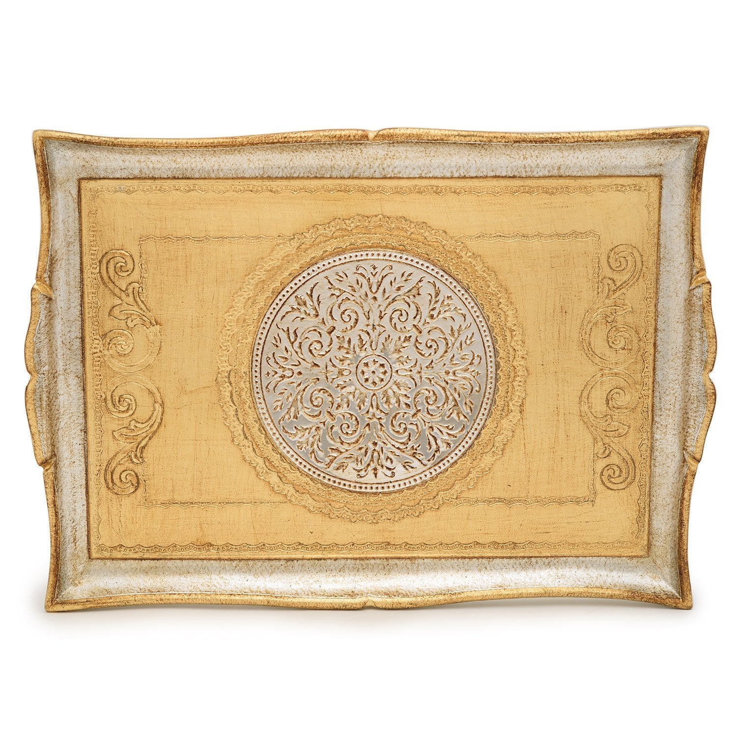 Sezzatini Franco Uberti Oro and Argent Rectangle Tray - 32 x 45 cm - VL-224-4-3323 - Jashanmal Home