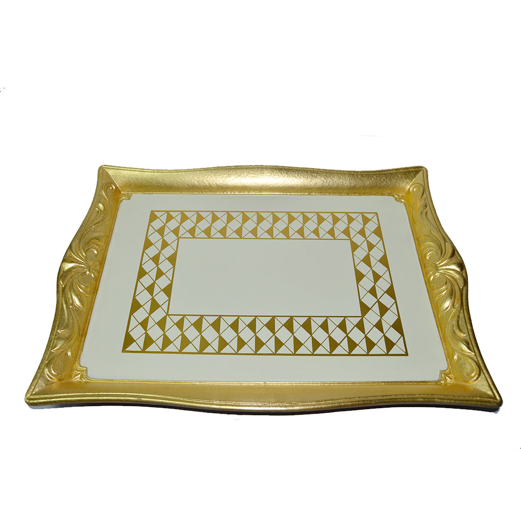 SEZZATINI FRANCO KUMA WITH GOLD EDGE RECT TRAY 34X47CM
