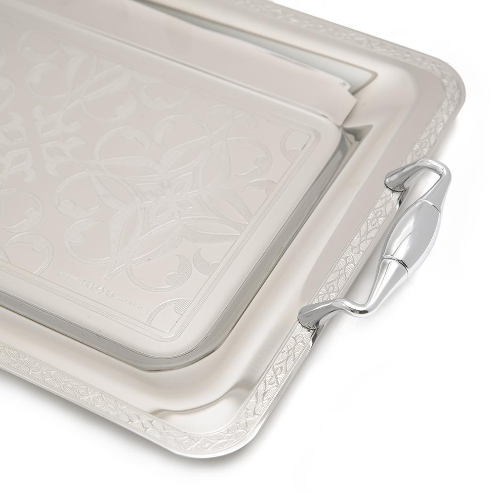 Brignani Laurence Inox Rectangle Tray - Silver, 45 x 31.5 cm - RO-1400/3/LAU-I - Jashanmal Home