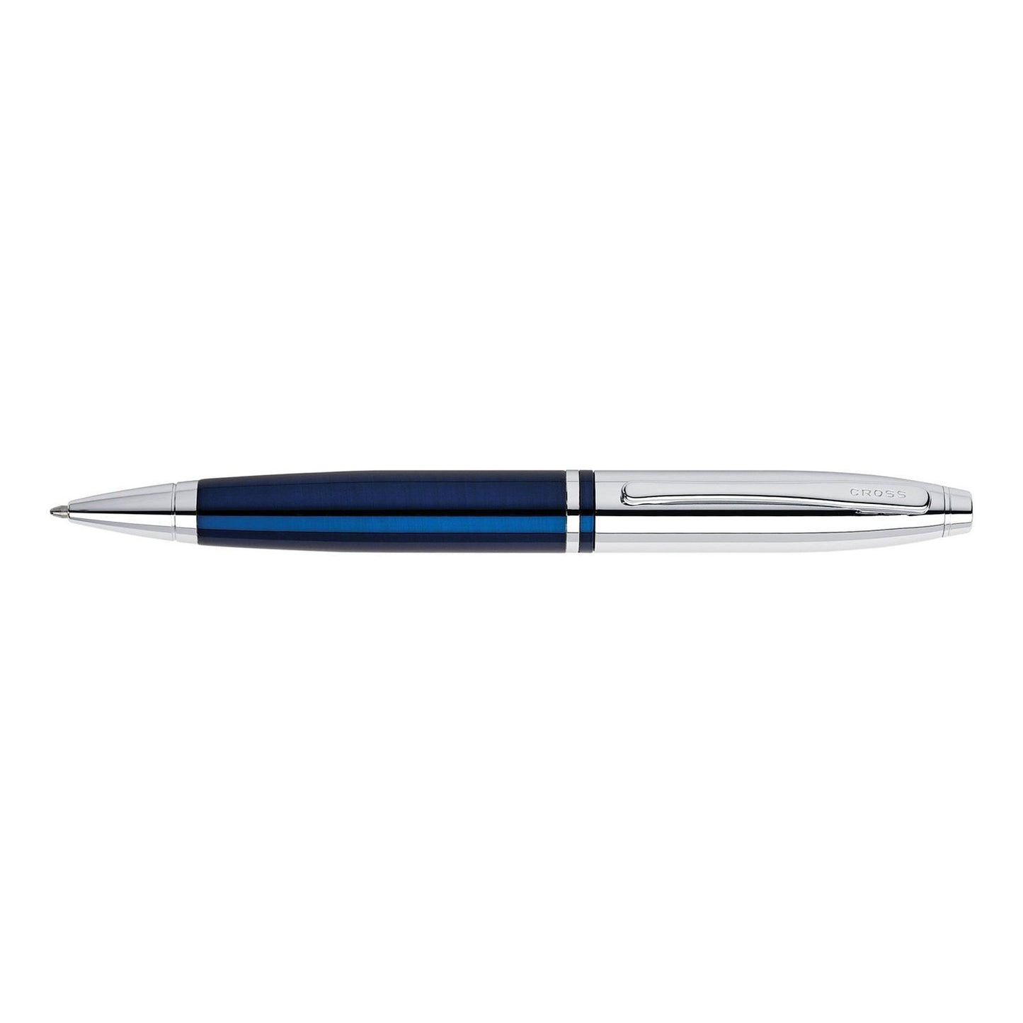 A. T. Cross Calais Chrome and Blue Lacquer Ballpoint Pen - AT0112-3 - Jashanmal Home